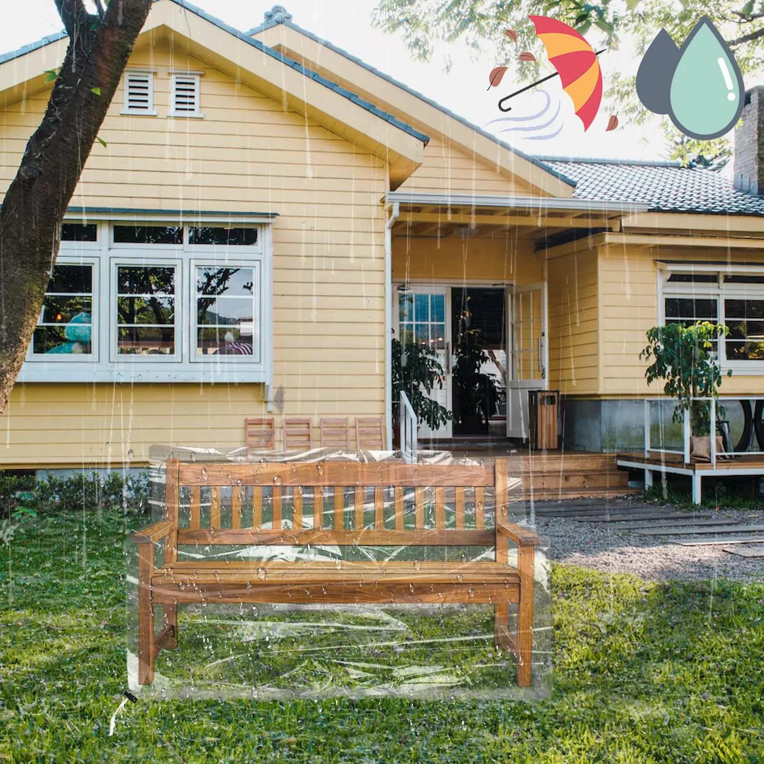 Housse de protection pour banc de jardin 2 places 135 x 80 x 75 cm Transparent
