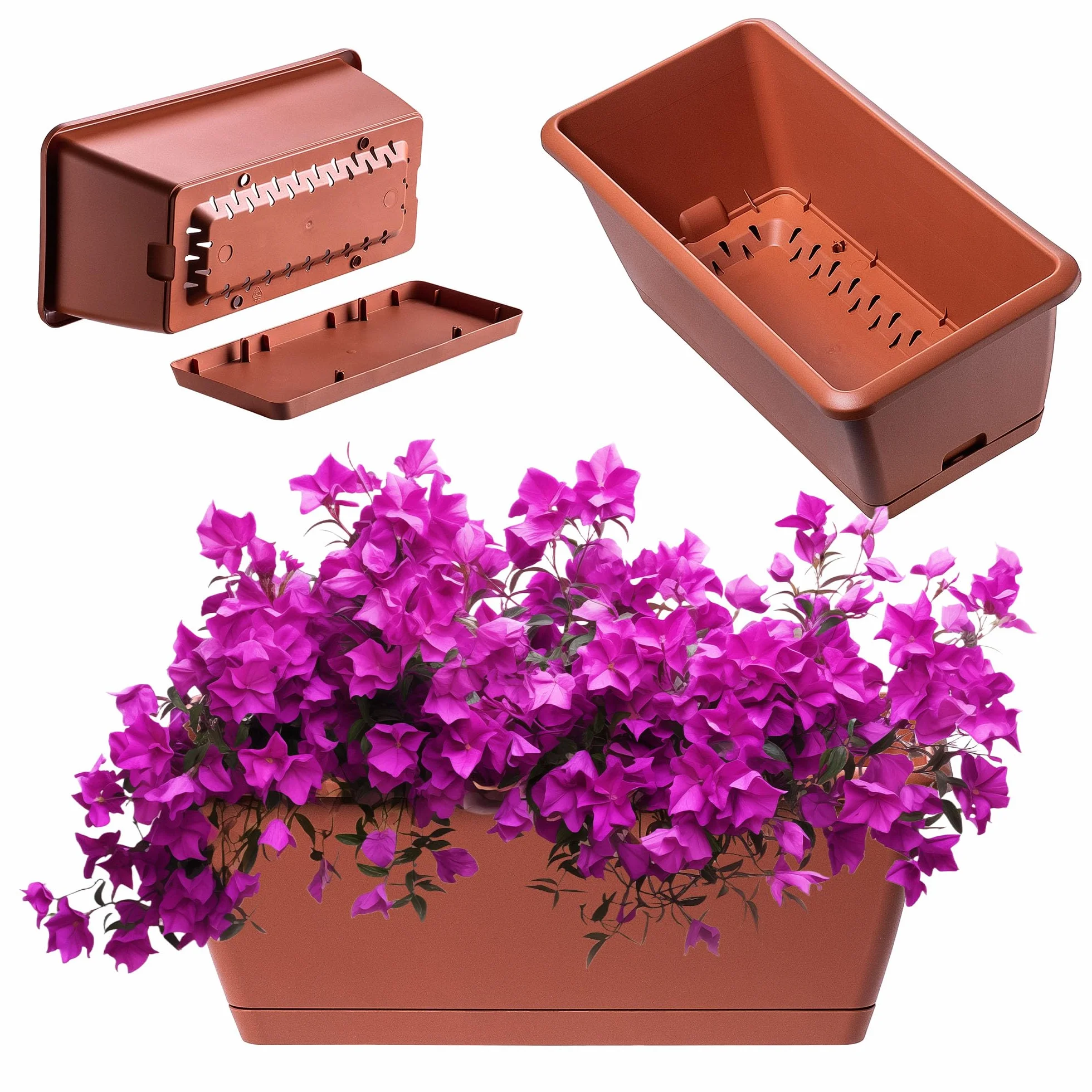 KADAX Pot de fleur 40 cm Terre cuite - Pot de plantation en plastique avec sous-plat résistant aux intempéries
