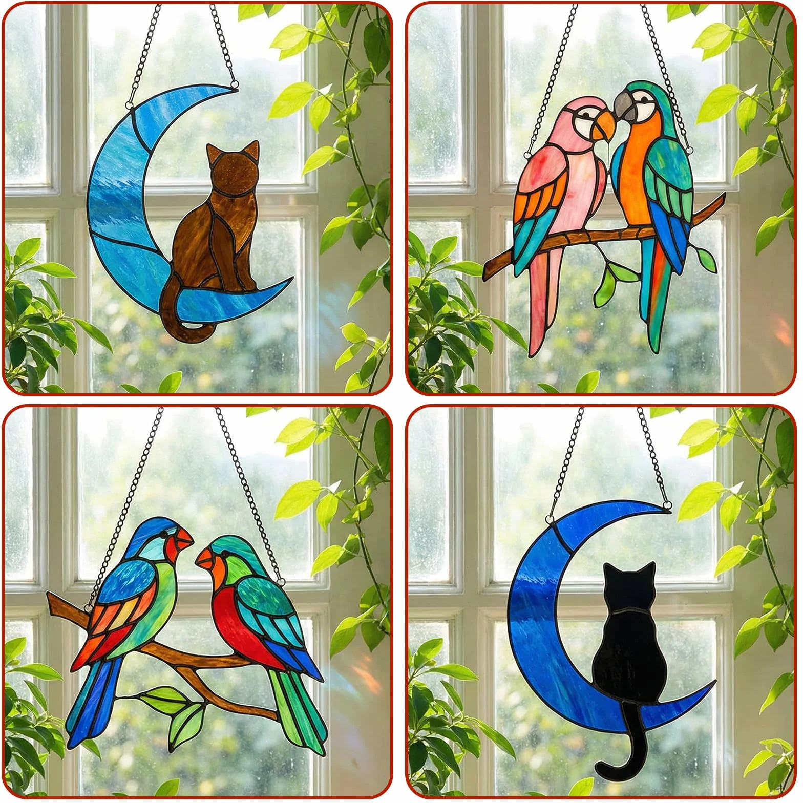 Lot de 6 chaînes métal avec crochets, chaînes suspendues réglables robustes pour décorations, mangeoires, pots de fleurs