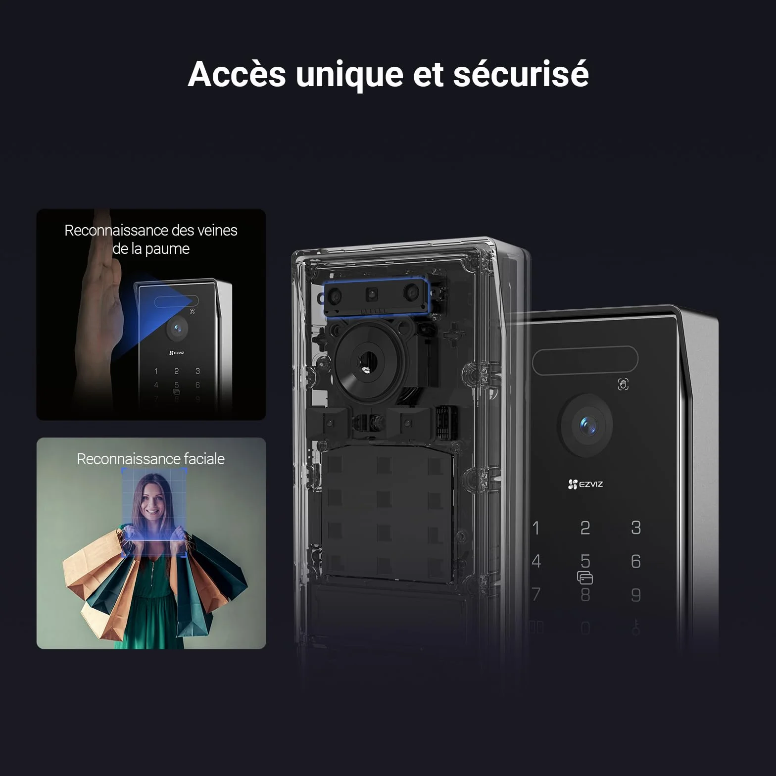 EZVIZ 4K Visiophone Connecté Interphone Vidéo, 8 Pouces Moniteur Tactile, Reconnaissance Paume/Visage, Unlock à Distance, 2 Fils, Détection Humaine, Option RFID, Étanche, WiFi bi-Bande, HP7 Pro