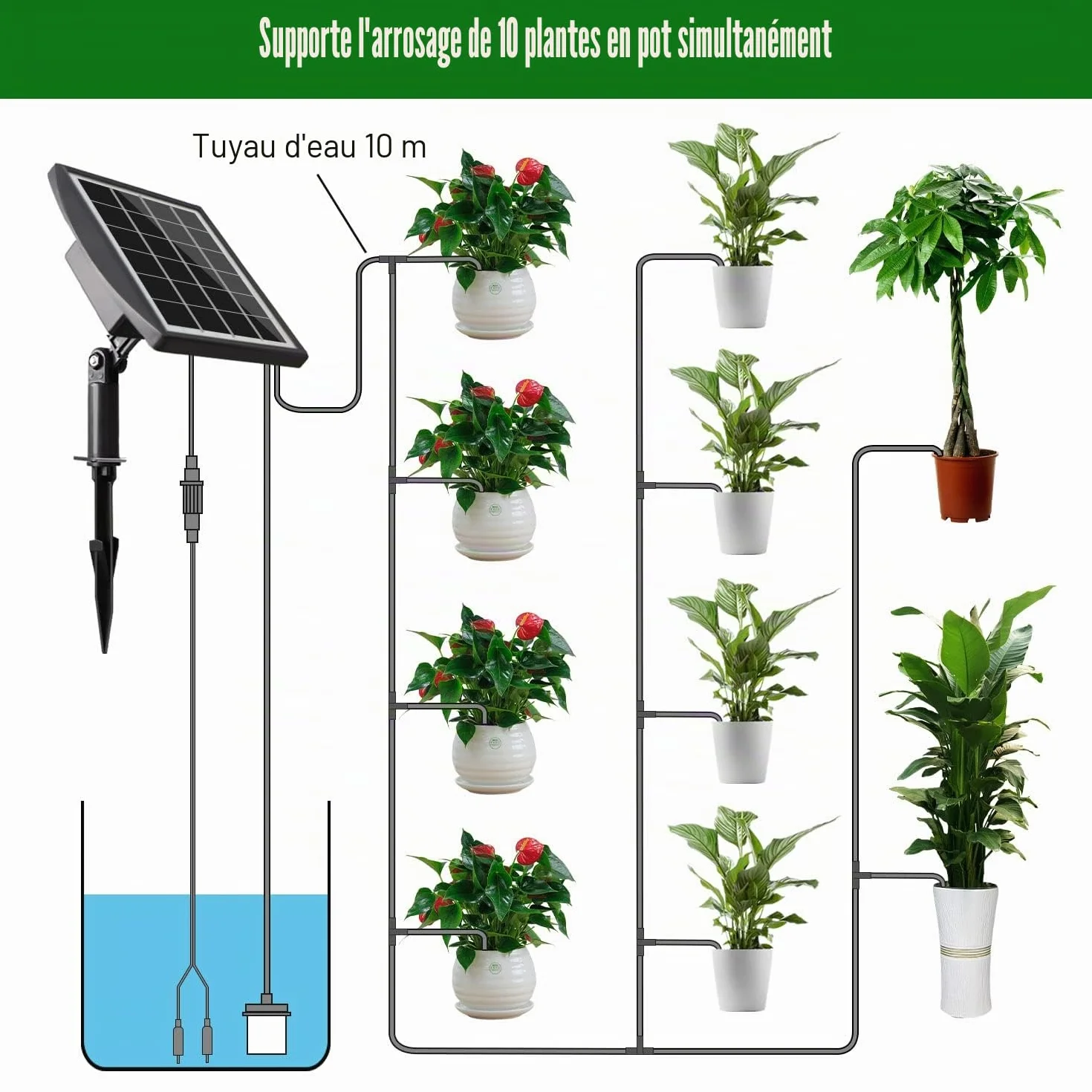 JIYANG Arrosage Automatique Goutte à Goutte 10m Tuyau 6 Modes Anti-siphon Jardin Kits