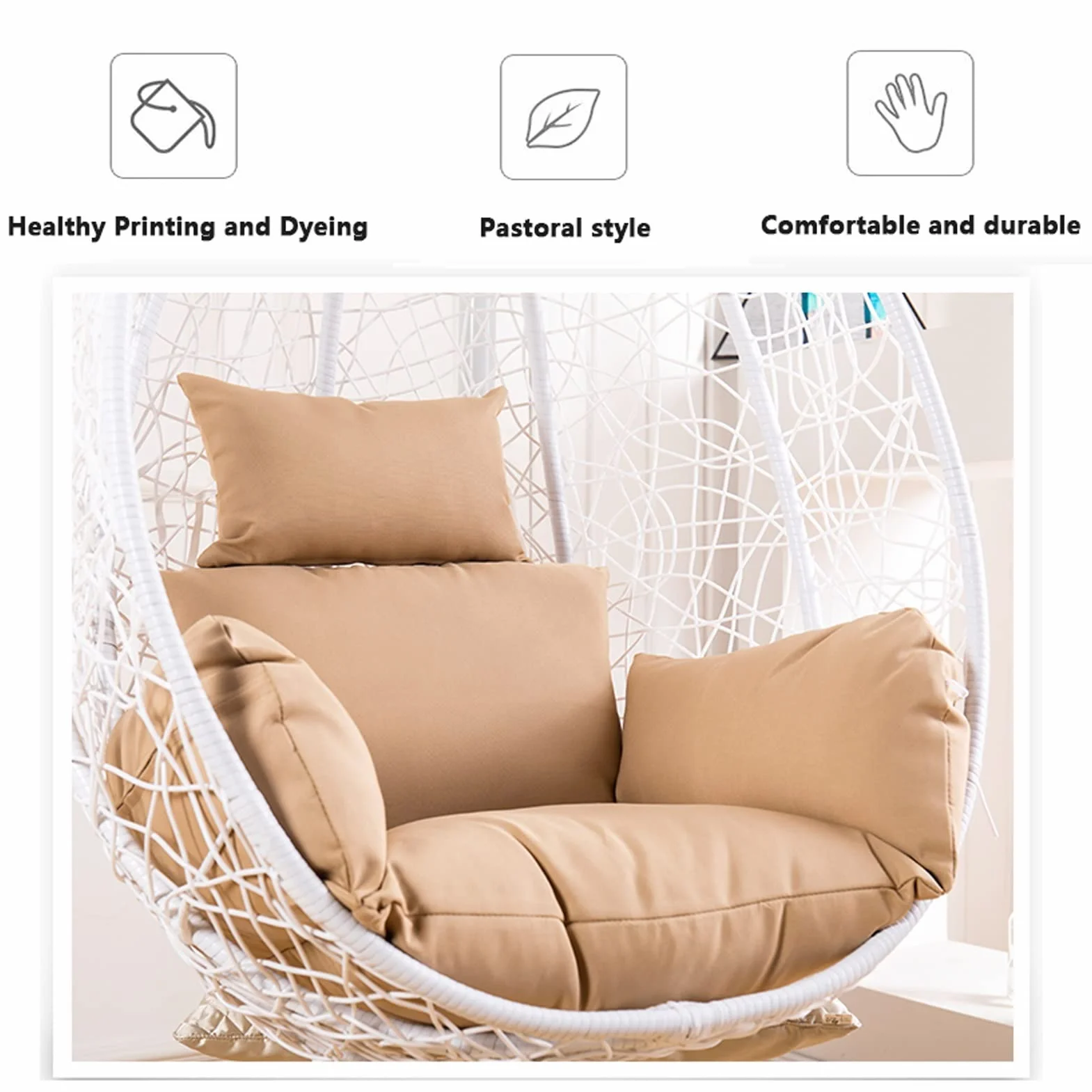 Earnmore Housse de Coussins de Chaise d'oeuf, Housse de Remplacement, Blanc
