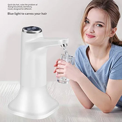 Distributeur d'eau électrique avec base, distributeur d'eau rechargeable par USB, pompe à eau automatique portable, distributeur d'eau pour la maison, la cuisine et le bureau (blanc)