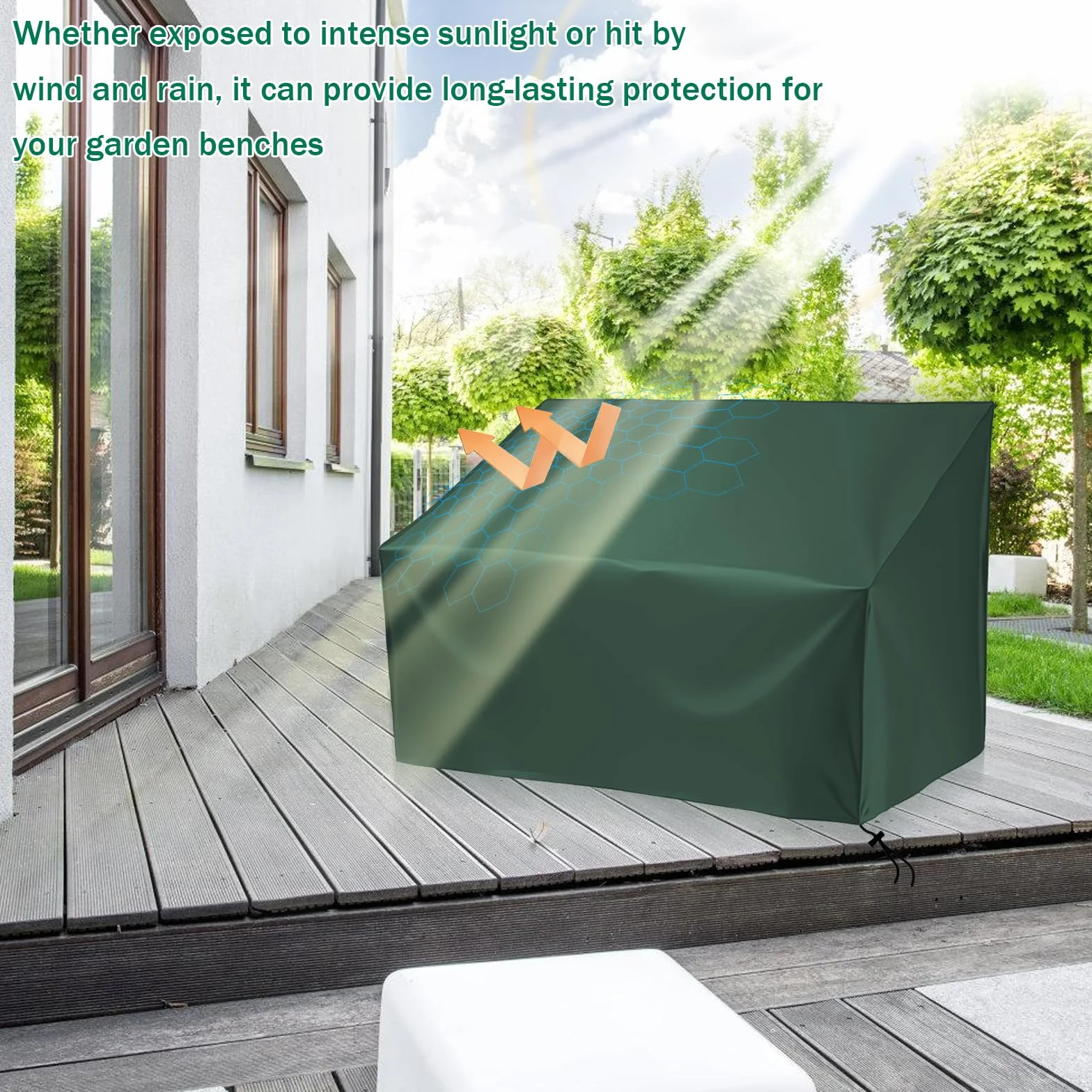 Housse de banc de jardin 2 places 134x66x89 cm imperméable protection extérieure