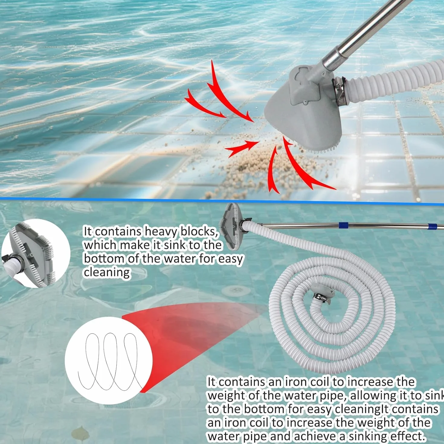 Ensemble d'aspirateur de piscine multifonctionnel, nettoyeur portatif pour bains à remous et spa