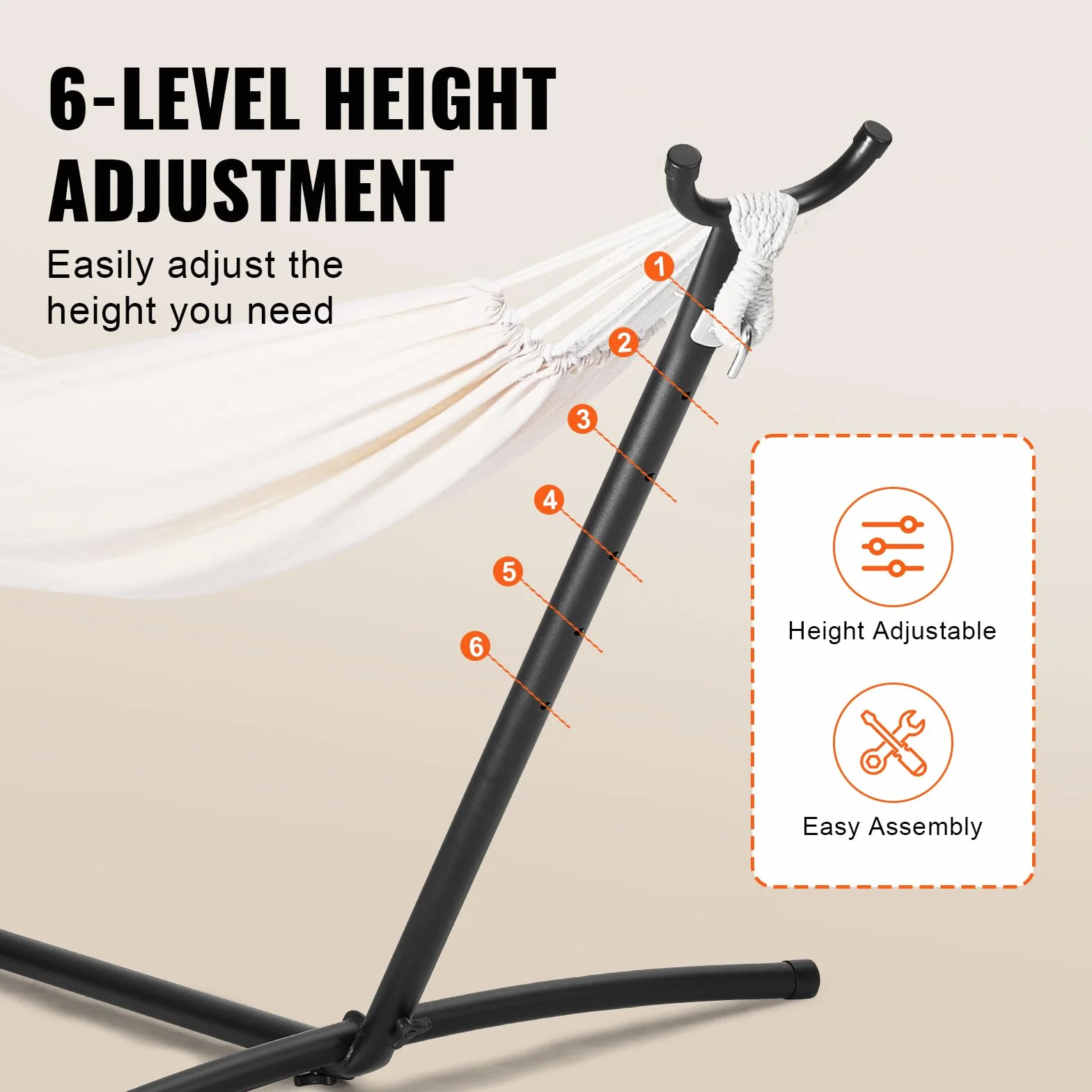 VEVOR Support de Hamac Portable, Charge 204 kg, Cadre en Acier, 2,9-3,85 m