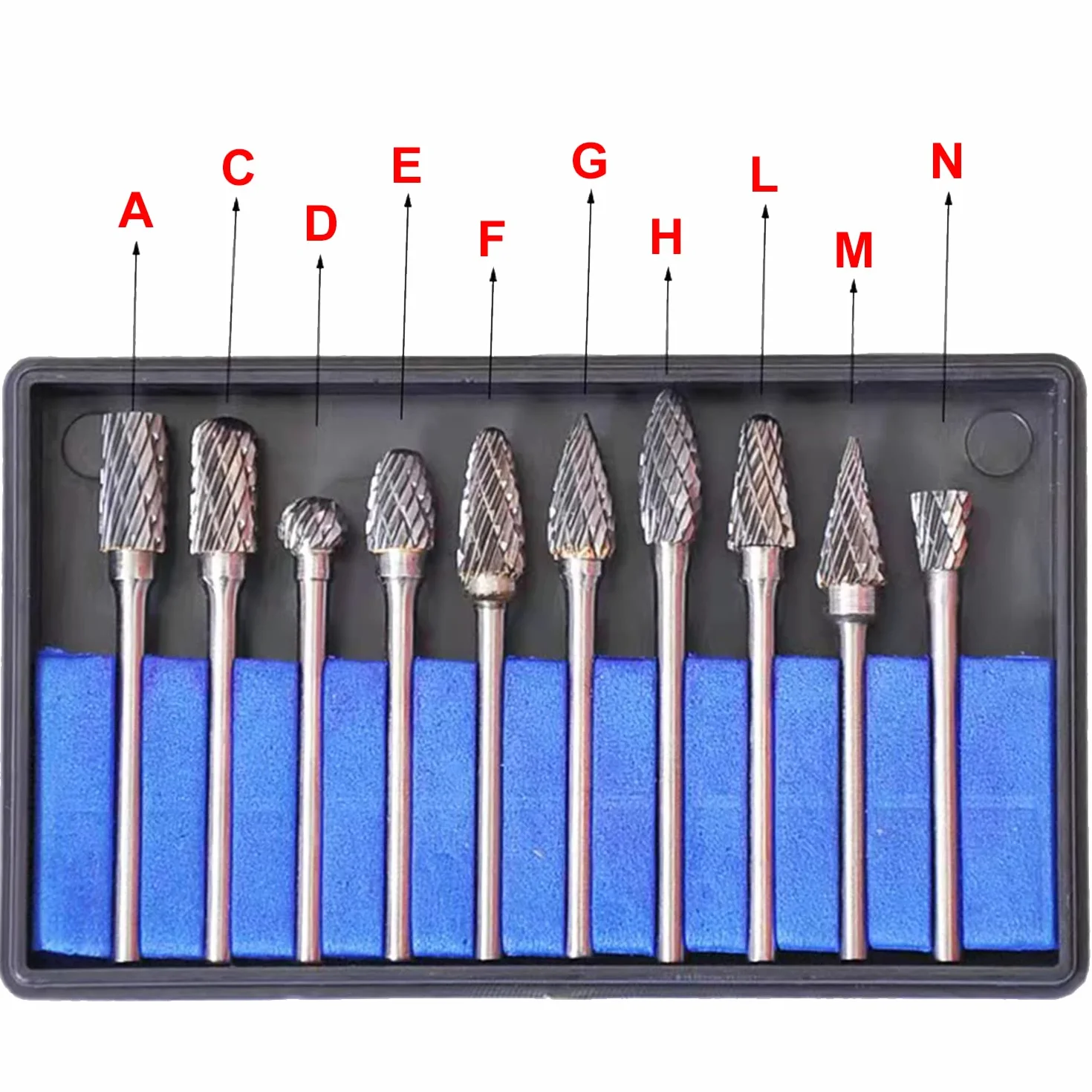 Fraises Rotatives Double Coupe de Tungstène Tige de 1/8" pour Gravure, Métal Polissage, 10Pcs