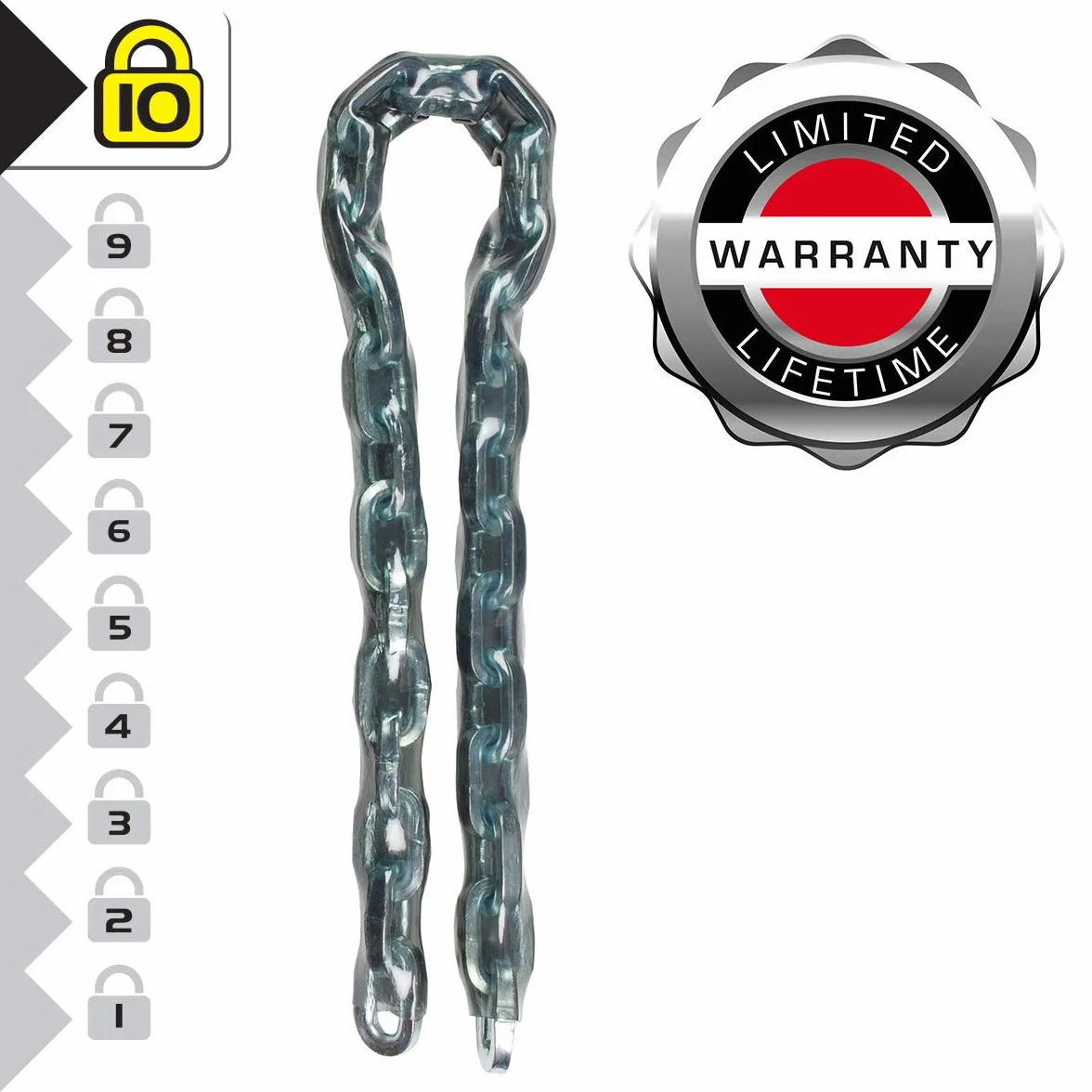 Master Lock 8021EURD Chaîne en acier cémenté, 200 cm x 1 cm