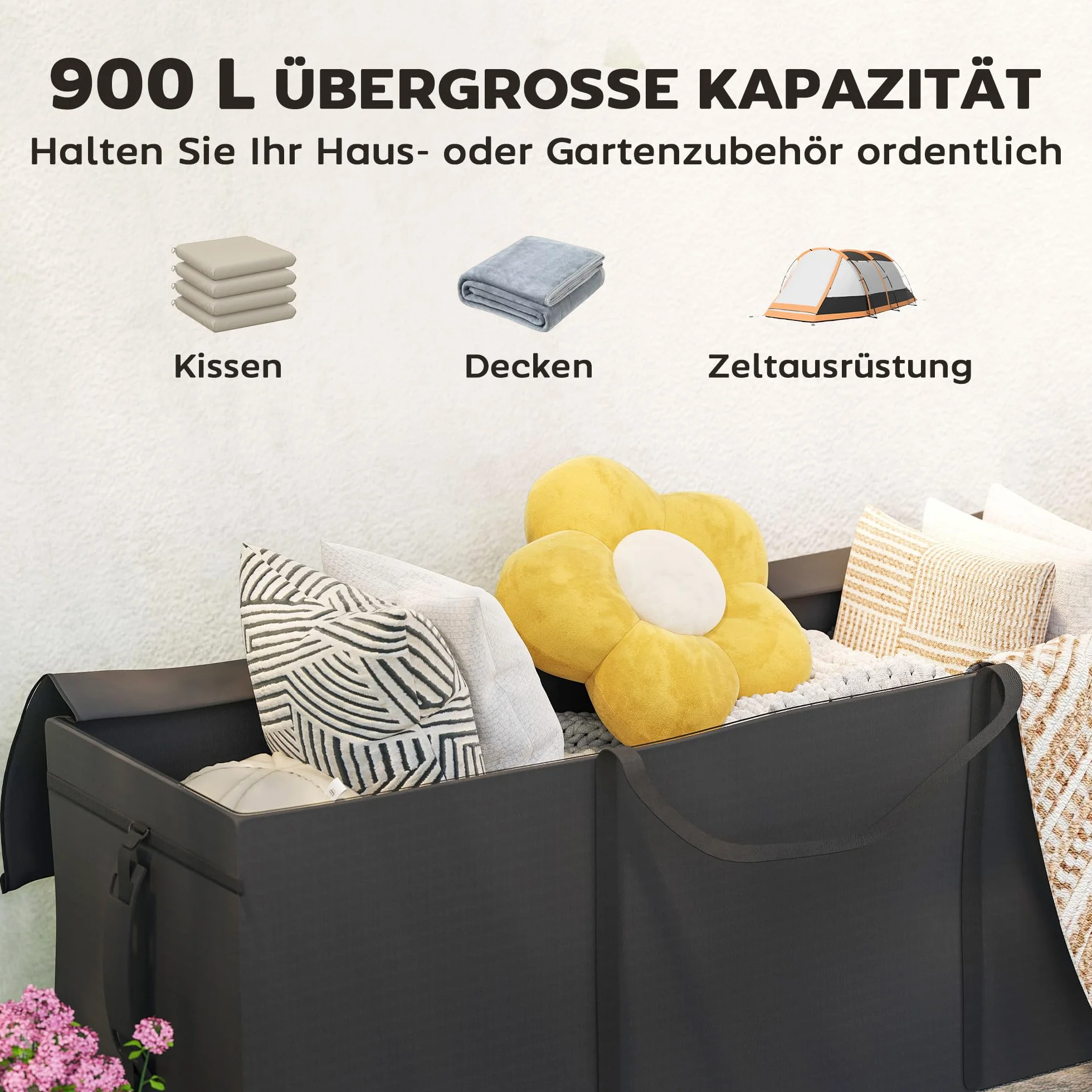 Outsunny Sac de rangement pour coussins de jardin, housse de protection imperméable Oxford 600D avec fermeture éclair