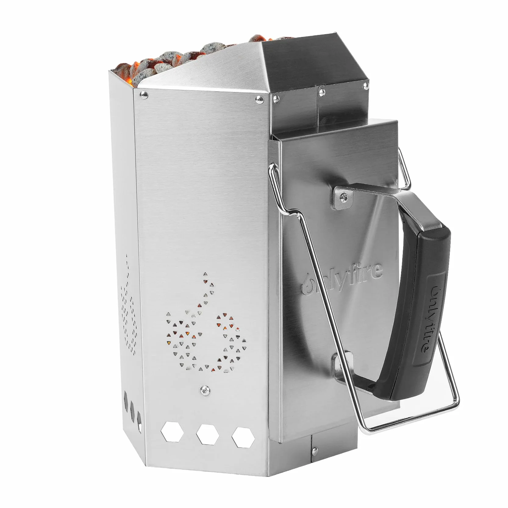 onlyfire Démarreur de Cheminée en Acier Inoxydable, Démarreur Rapide au Charbon pour Grillades