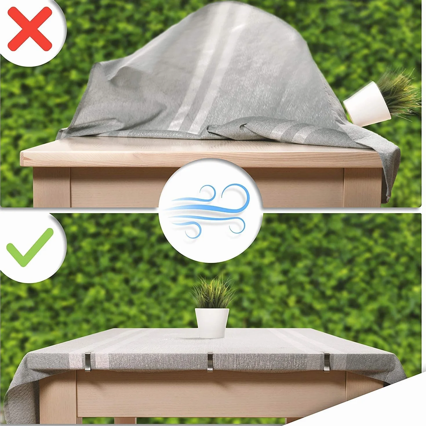 Pinces Nappe Acier Inoxydable 12 Pièces 8 x 7 cm pour Table de Jardin Extérieur