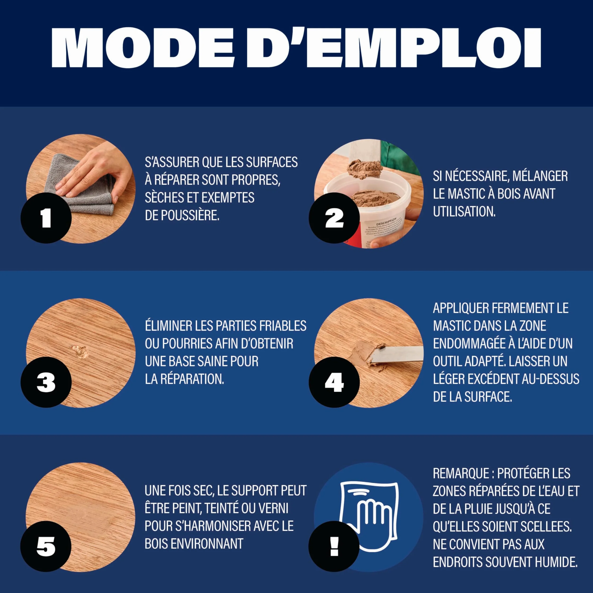 Bartoline Ready Mixed Wood Filler White 1 kg, Mastic Durable et Facile à Utiliser pour Les Réparations de Bois à l'Intérieur et à l'Extérieur