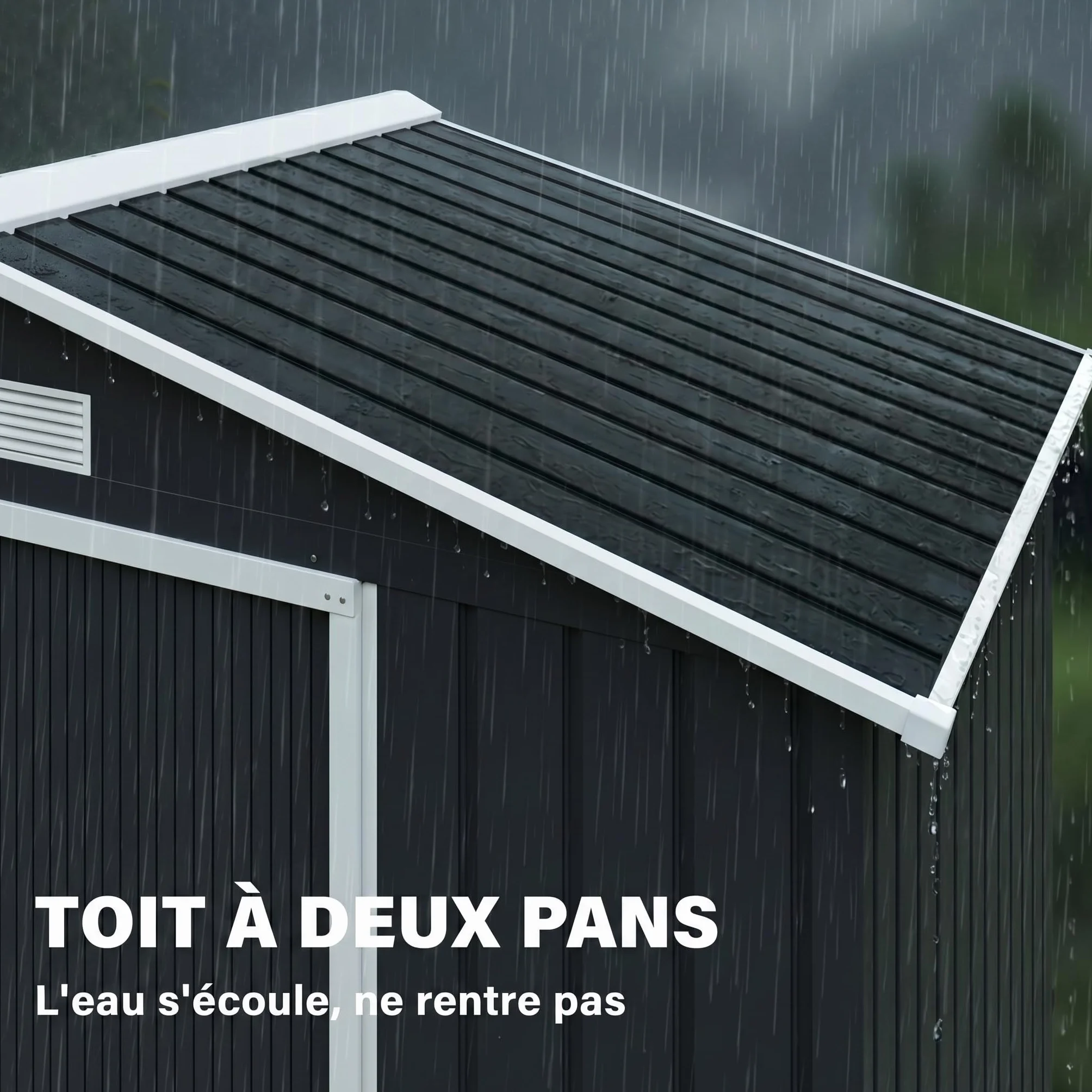 Outsunny Abri de Jardin métal 2,77 m² 213x130x185 cm cabanon Rangement Outils Porte coulissante verrouillable Gris foncé
