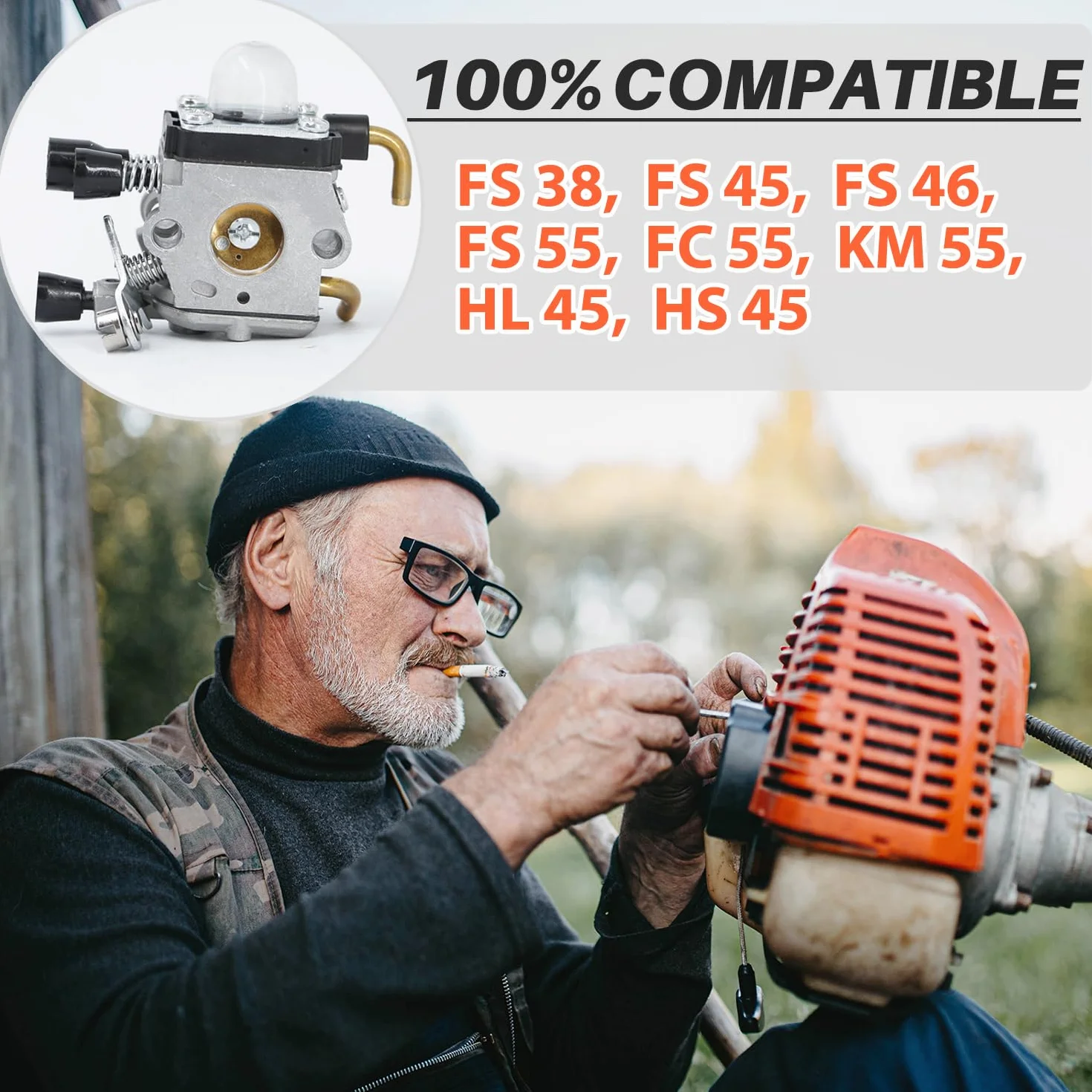 Kit Carburateur STIHL FS38 FS55 FS45 FS46 FC55 KM55 HS45 Débroussailleuse Pièces Rechange Carbu