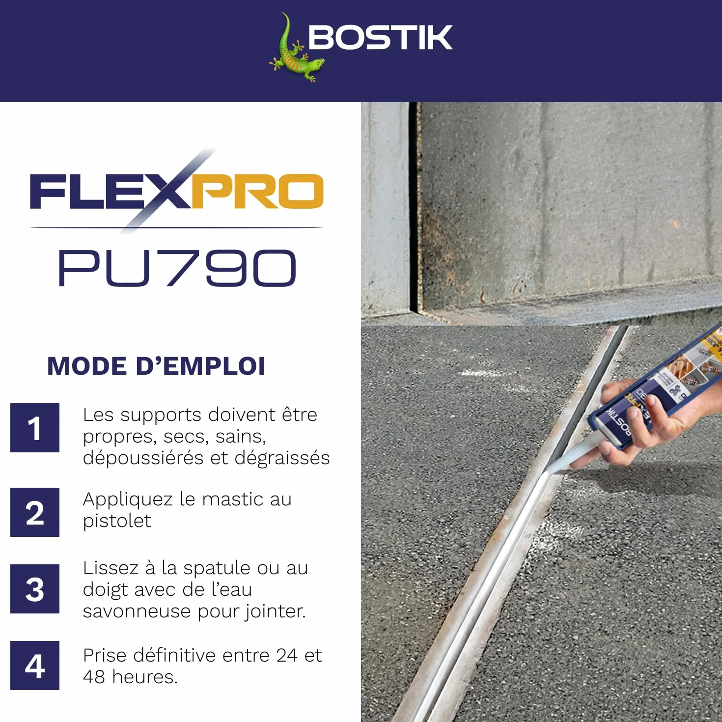 Bostik Colle Flexpro PU 790 Blanc – Mastic Colle et Jointe Multi-Usages – Tous Matériaux – Intérieur/Extérieur et Milieux Humides – Formule Polyuréthane Haute Performance – 300 ml