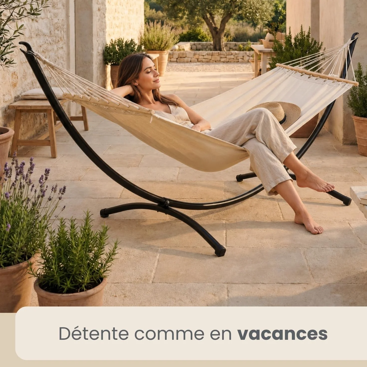 AMANKA Support de Hamac 120kg 300x100 Structure Extérieure Métal Cadre Jardin