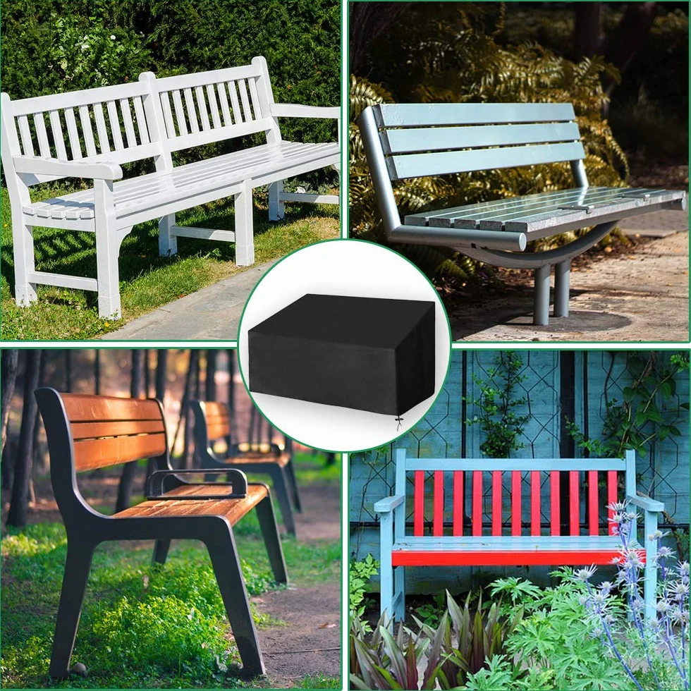 Housse Banc de Jardin 2 Places Étanche Anti-UV 210d Oxford 134x66x89/63cm Noir