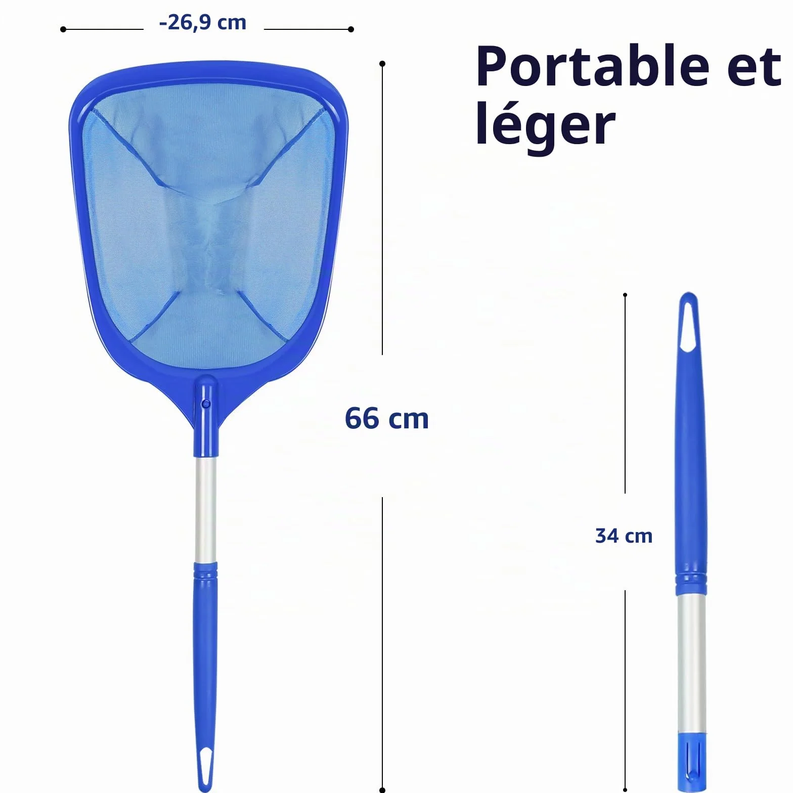 KGC Épuisette de Piscine avec Poignée Réglable - Mailles Ultra Fines pour Piscines Hors-Sol