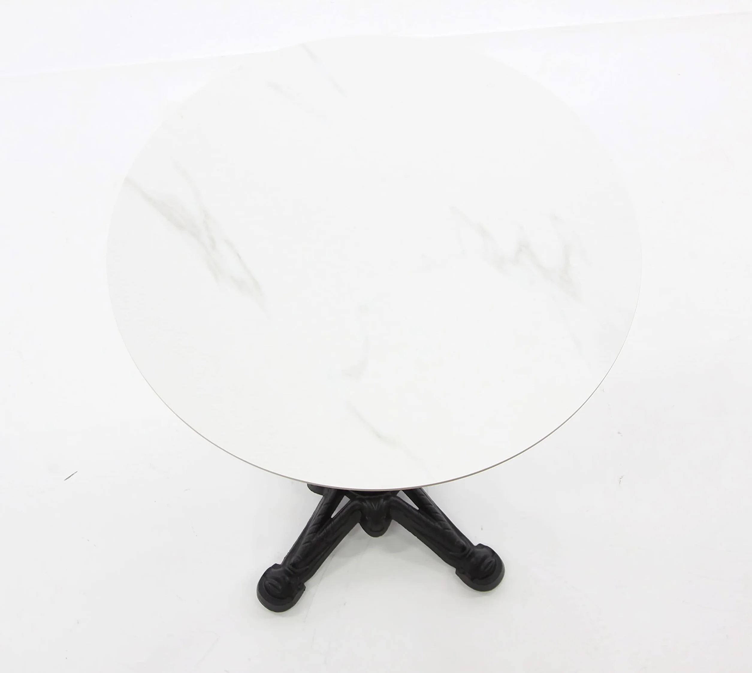 METRO Professional Table de bistro bar acier pierre frittée 60 x 75 cm ronde Blanc noir