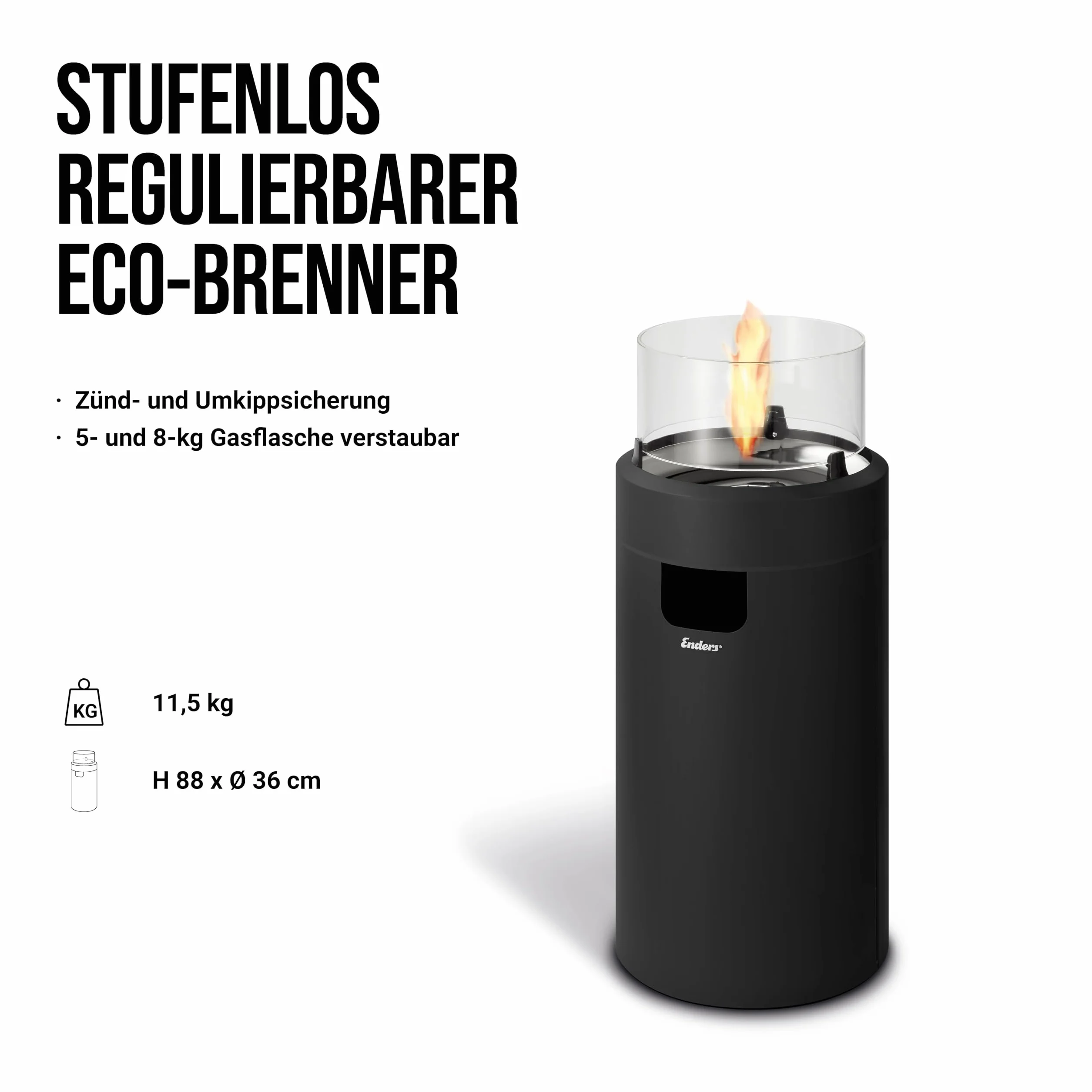 Enders Nova LED M 5600 Brasero de terrasse à gaz avec éclairage ambiant et brûleur Eco Green
