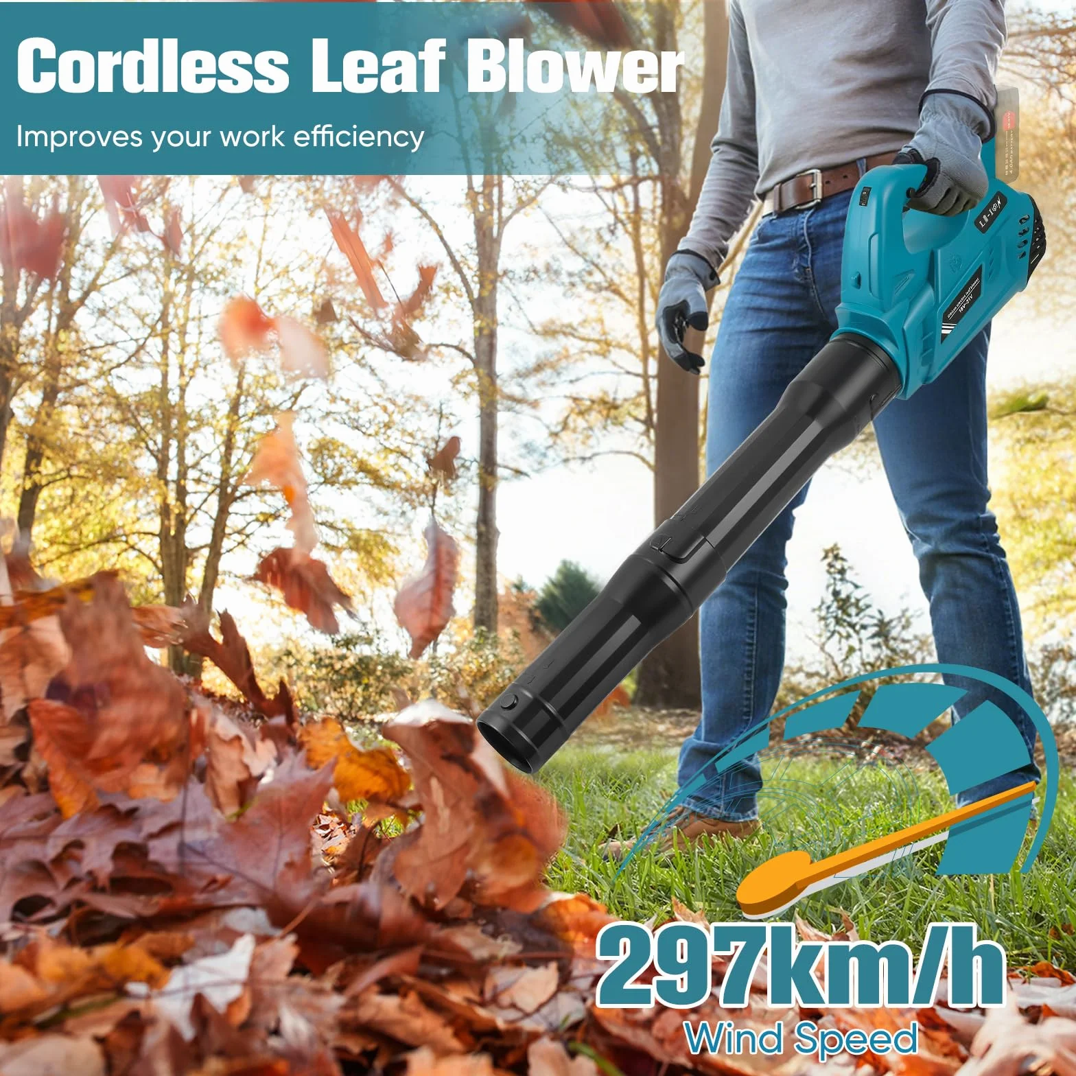 Makita 18V Souffleur Feuilles sans Fil 6 Vitesses 297 km/h