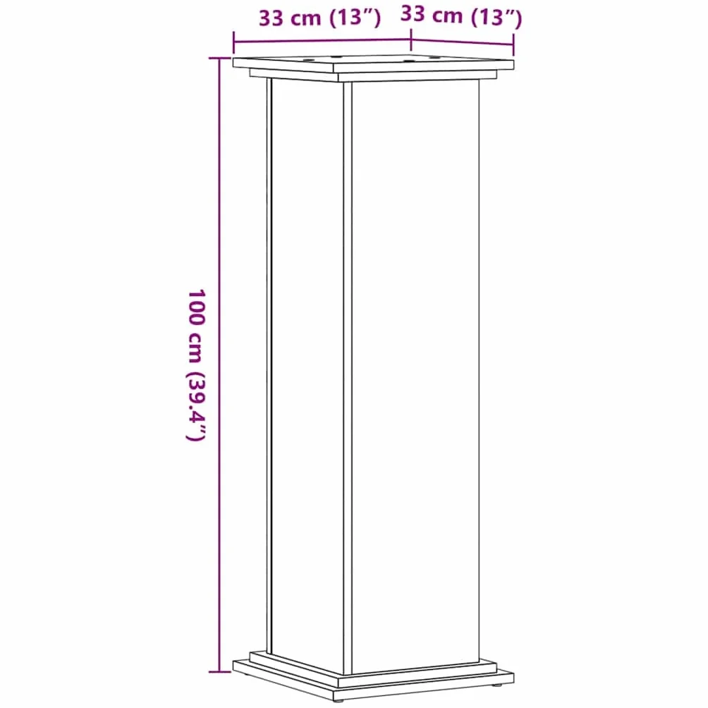 vidaXL Support pour Plantes Blanc 33x33x100 cm Bois d'ingénierie