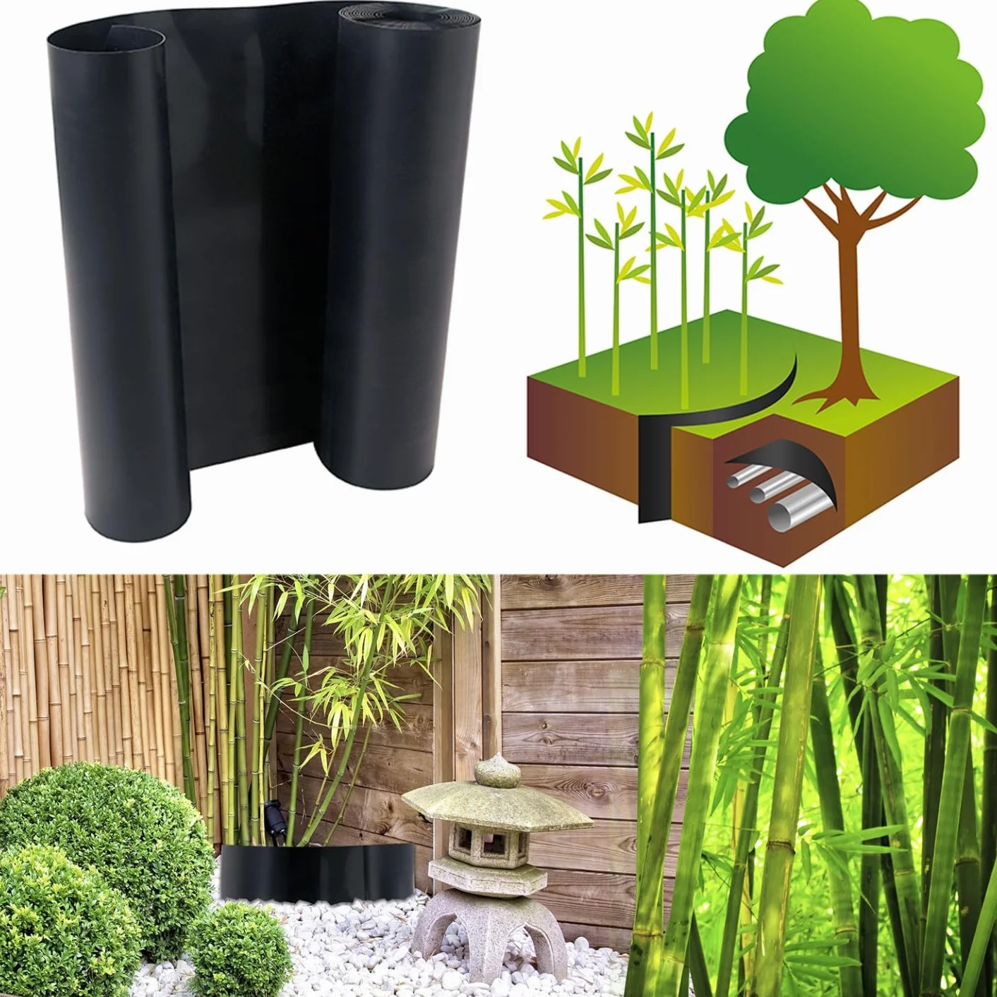 Barrière Anti-Racines Bambou 5m 800gr H.60 cm Anti-rhizomes