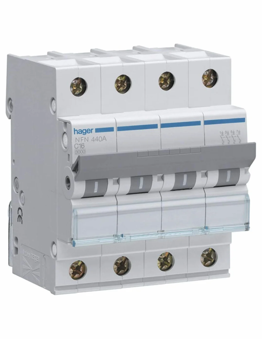 disjoncteur hager - 4 pôles - 40a - 6ka - courbe c - vis / vis