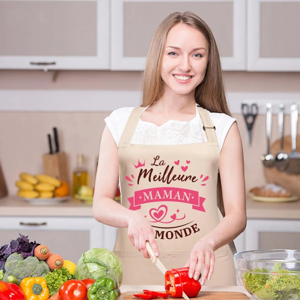 Tablier de Cuisine Coton Imperméable pour Maman Cadeau Fête des Mères