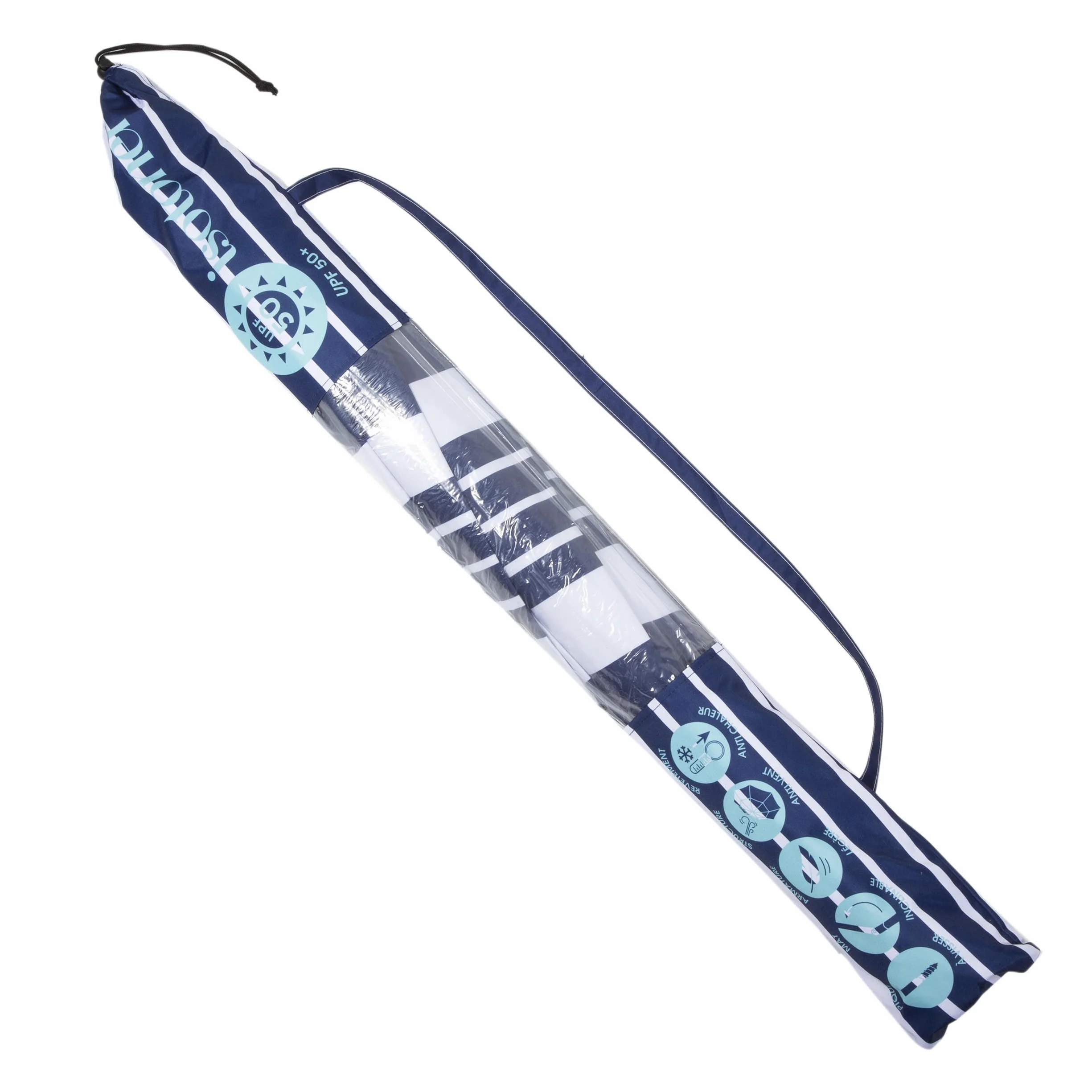Isotoner Parasol de plage anti vent UPF50+ 160 cm réglable en hauteur et inclinaison