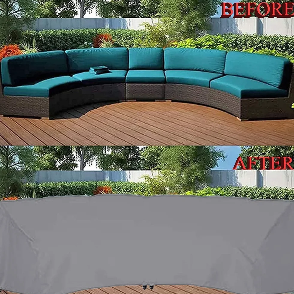 Housse de protection canapé sectionnel Oxford 420D imperméable extérieur jardin demi-lune