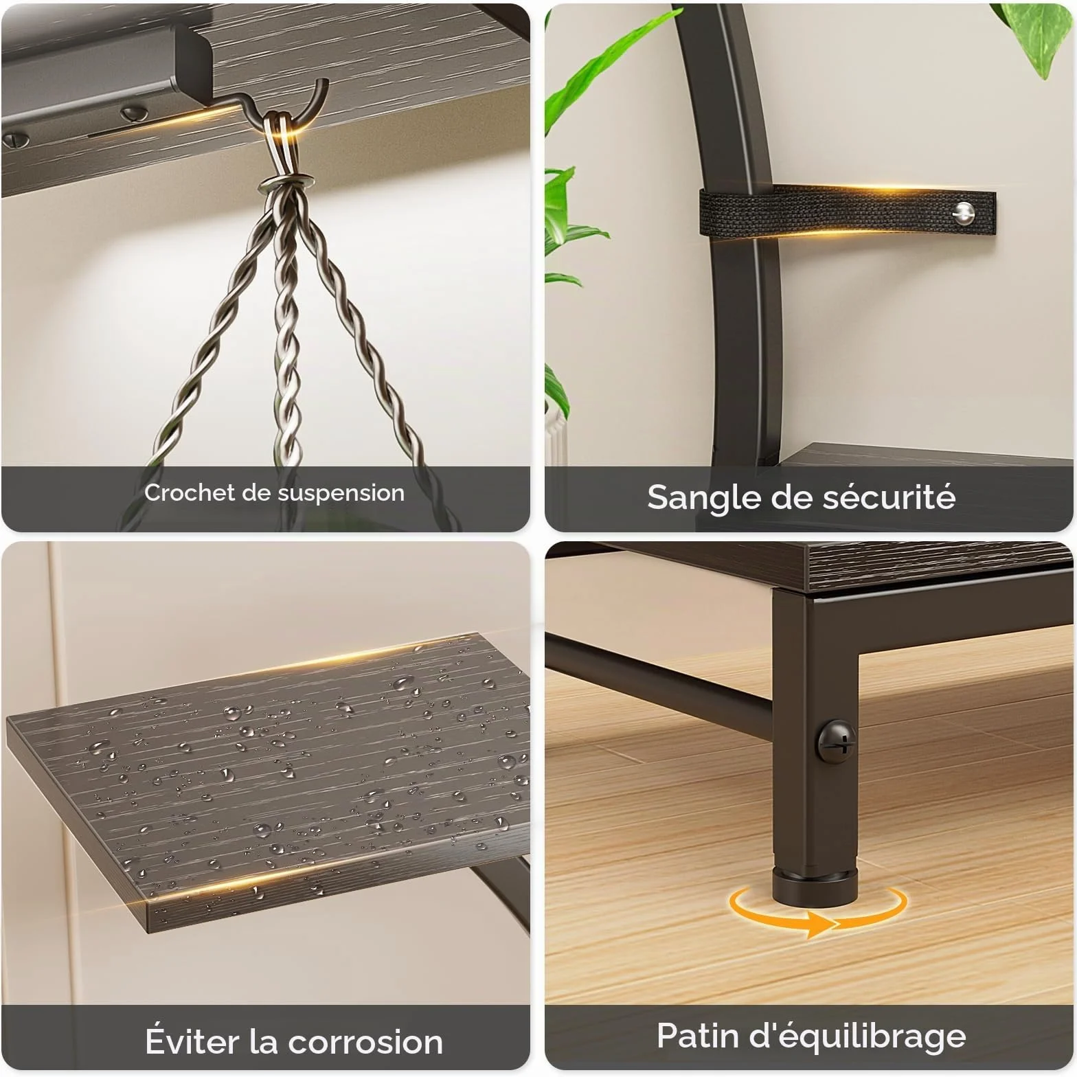Mutool Support pour plantes d'intérieur avec lampes de culture, étagère 163 cm, support d'angle peu encombrant