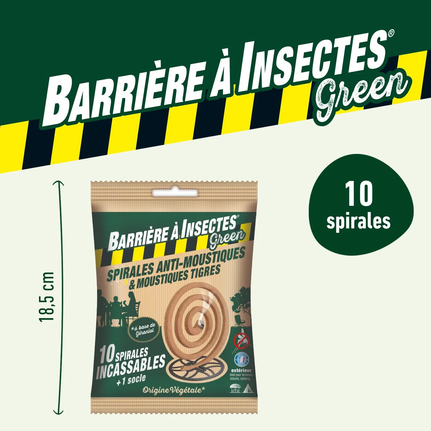 Green Anti-moustiques à Base de géraniol Sachet de 10 Spirales