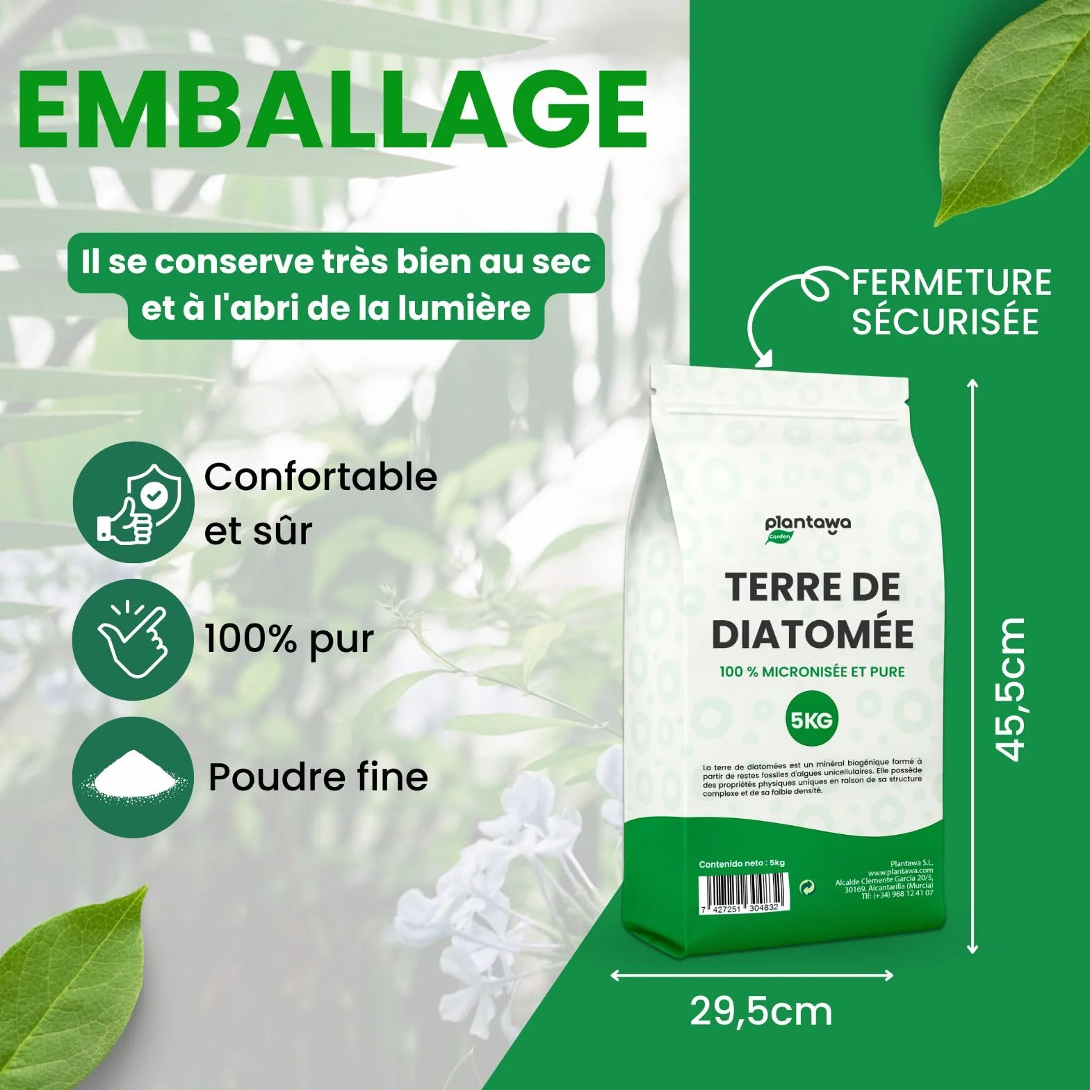Terre de Diatomée 5Kg 100% Naturelle Non Calcinée Poudre Ultrafine Blanche Pure