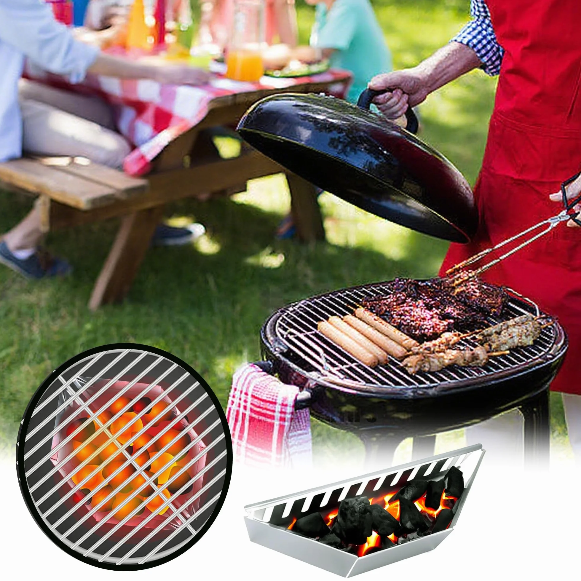 Panier de Barbecue 39 cm, Accessoire BBQ pour Grille à Charbon de Bois, Superposable pour Camping Extérieur