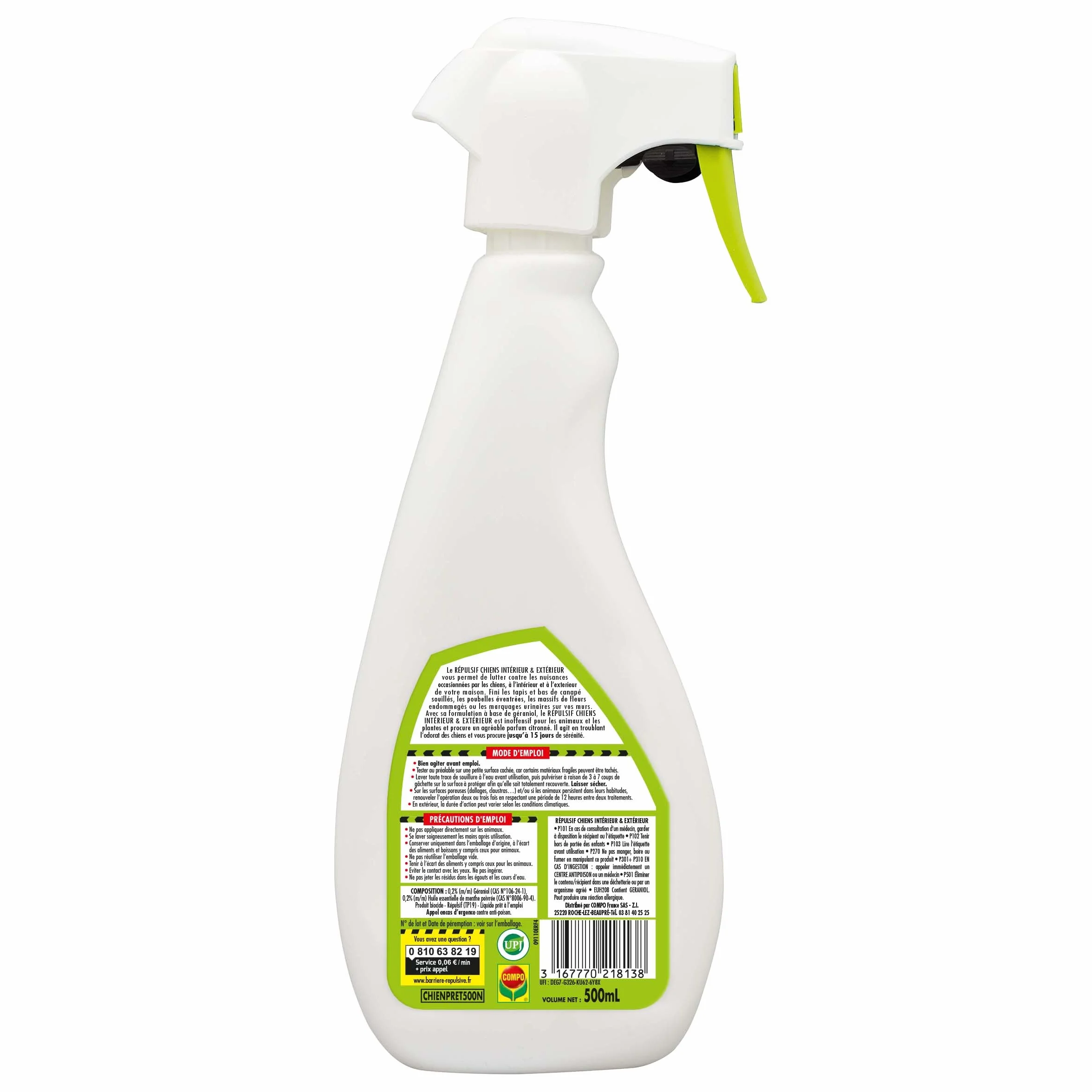 Répulsif Chiens Intérieur Extérieur 500 mL