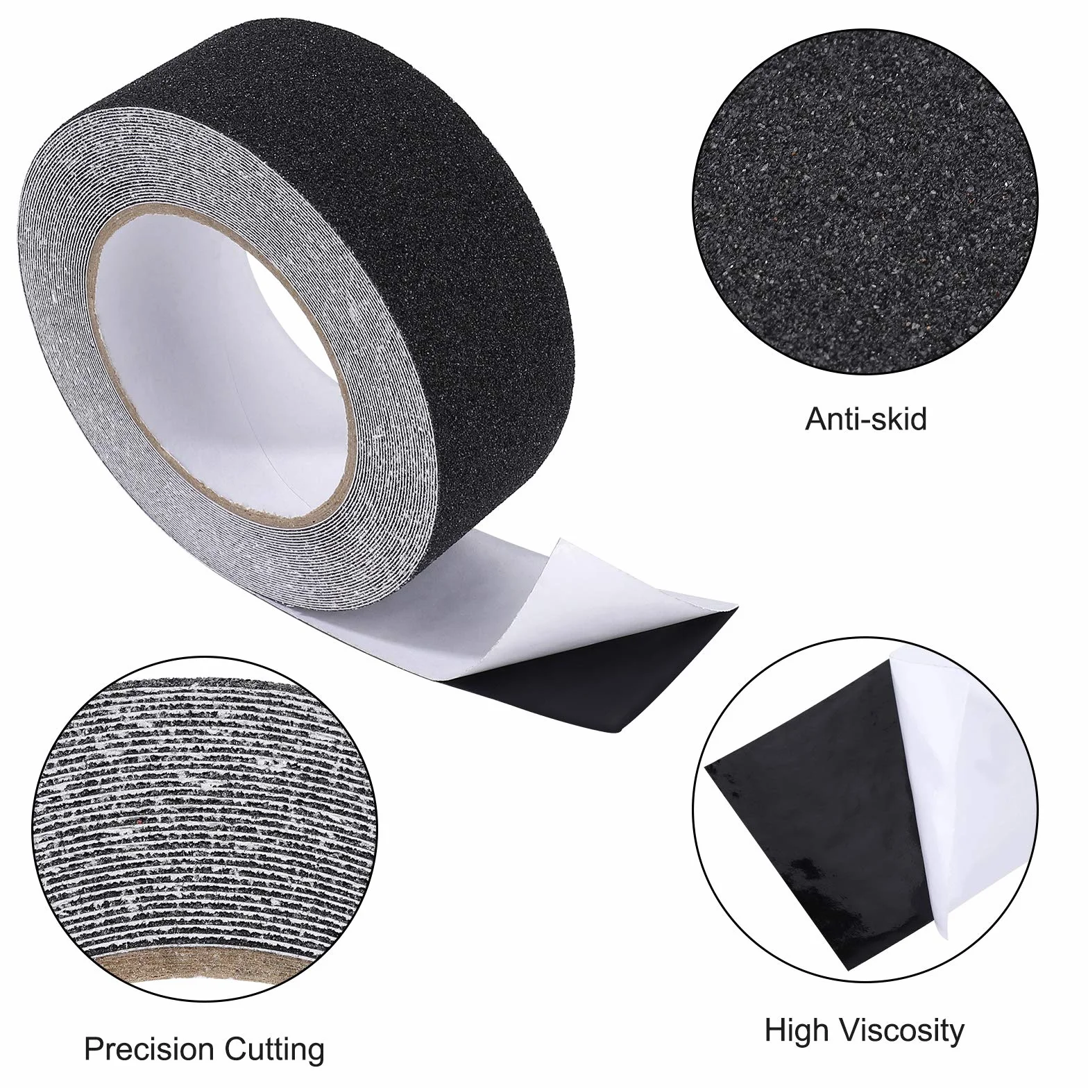 MaoXinTek Bande Antidérapante Adhésive pour Escaliers, Friction, Abrasif pour les Sécurité, Escabeau, Intérieur, Extérieur, Haute Traction, 5cm x 10m, Noir