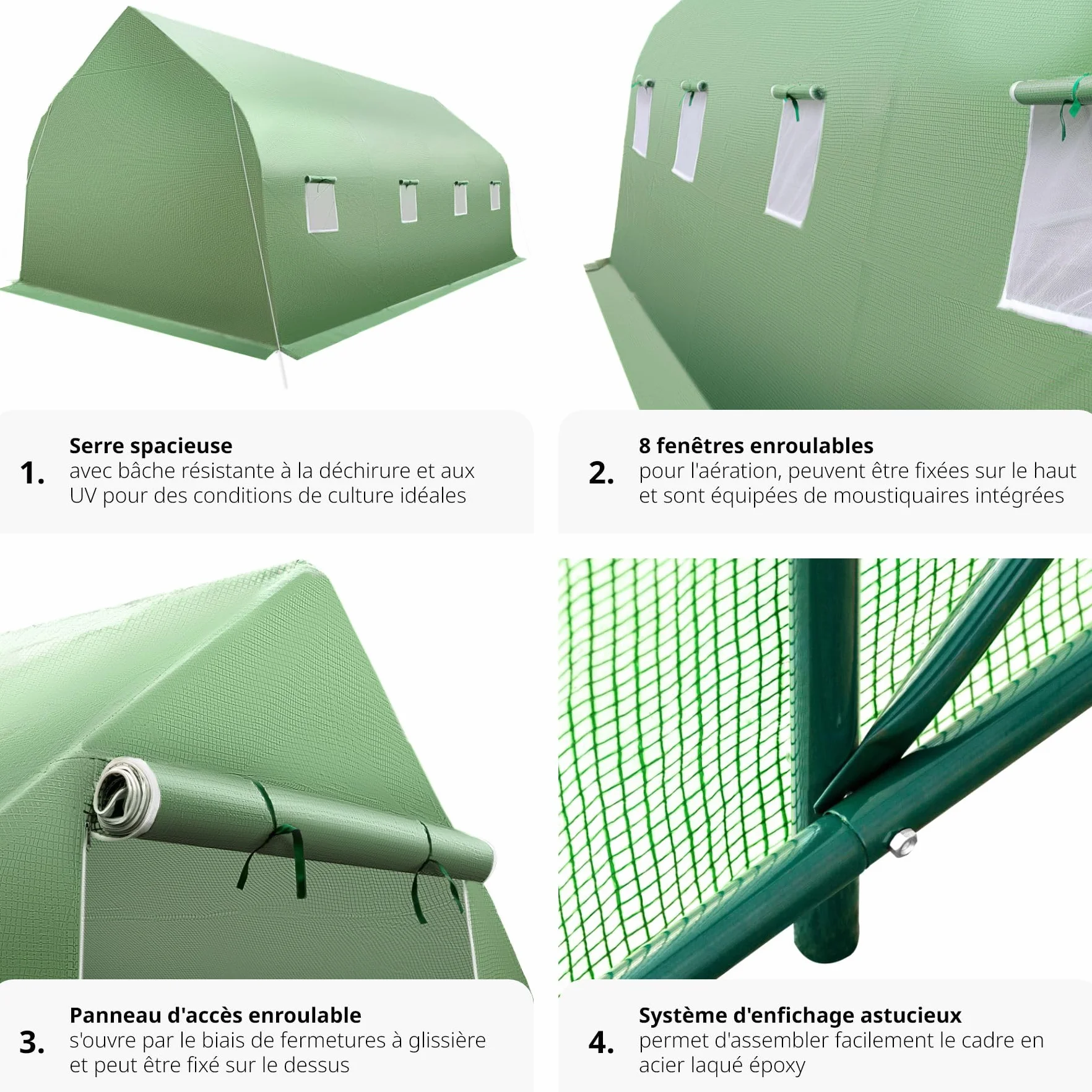 Tectake Serre de Jardin 18m2 Tunnel Acier Thermo-Laqué Anti UV 600x300x205cm