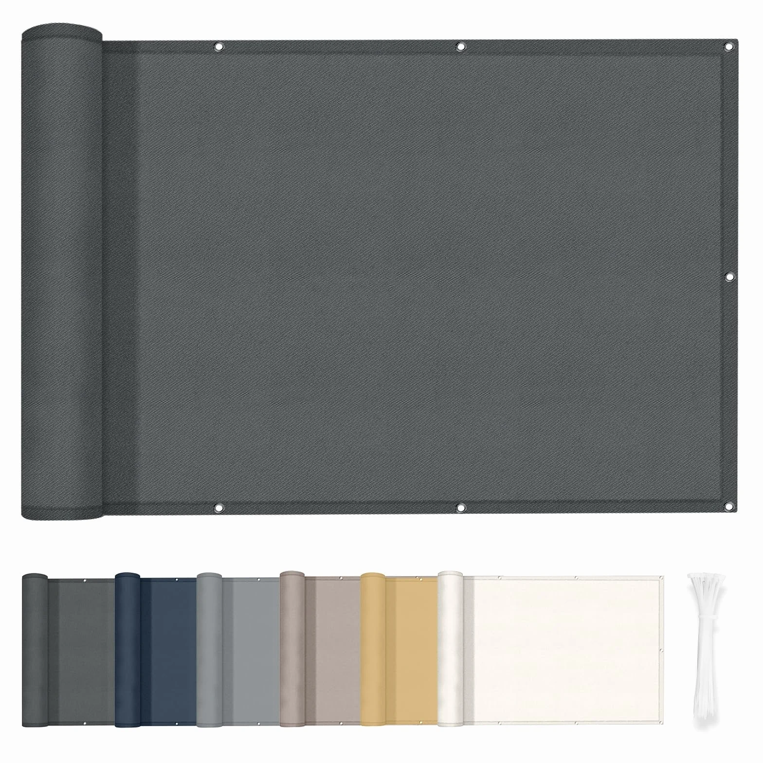 HENG FENG Brise Vue Balcon 90x400cm PES Pare-Exterieur Cache Occultant Terrasse Résistant Eau UV Anthracite