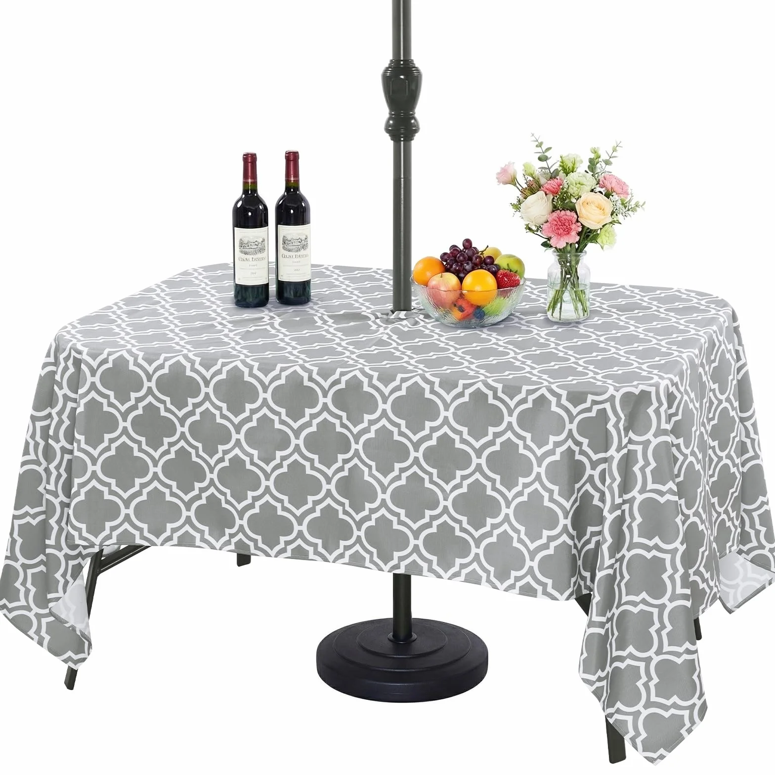 Eternal Beauty Nappe rectangulaire anti-éclaboussures avec trou de parasol 132 x 178 cm gris
