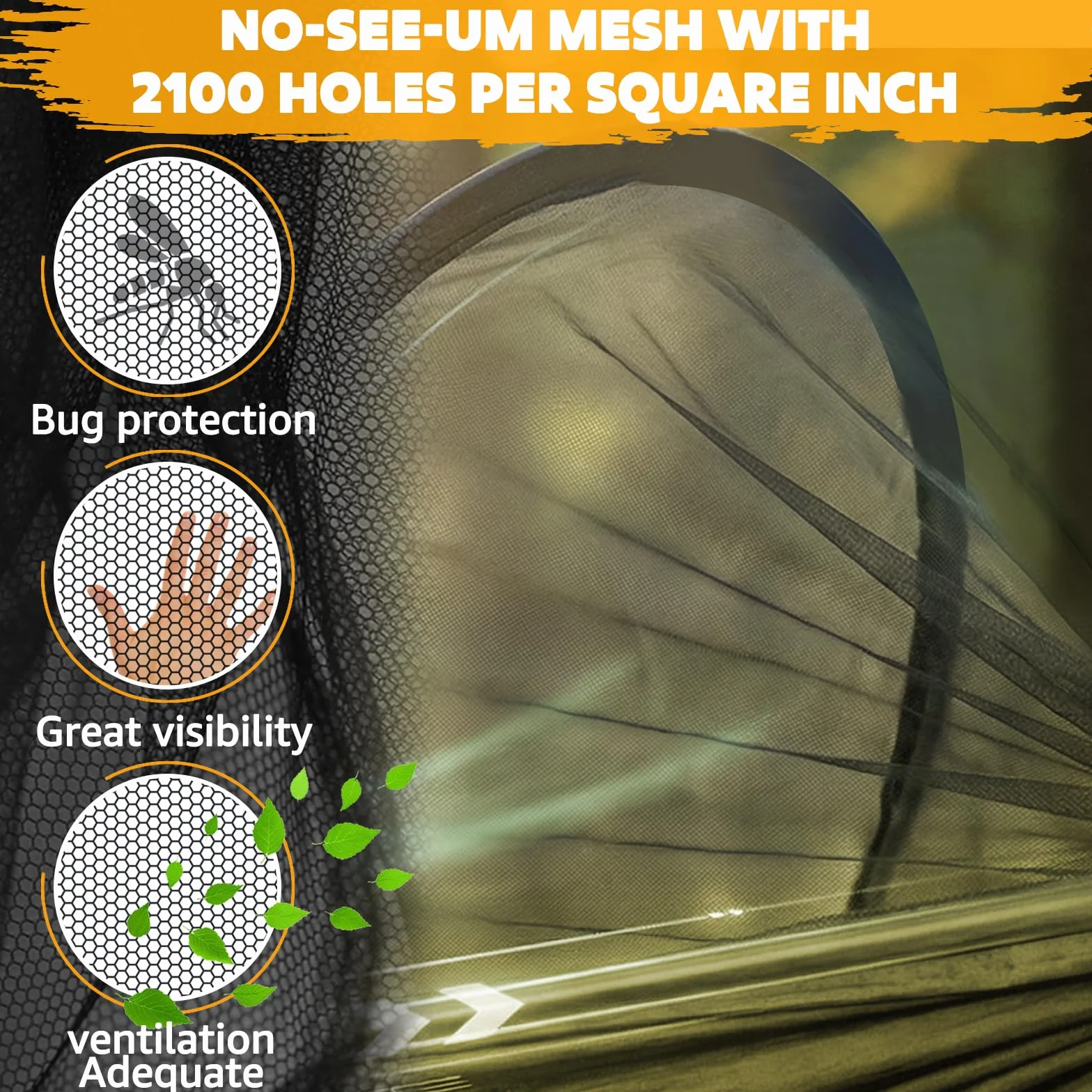 NATUREFUN Hamac de camping ultra-léger anti-moustiques 300 kg nylon parachute respirant séchage rapide