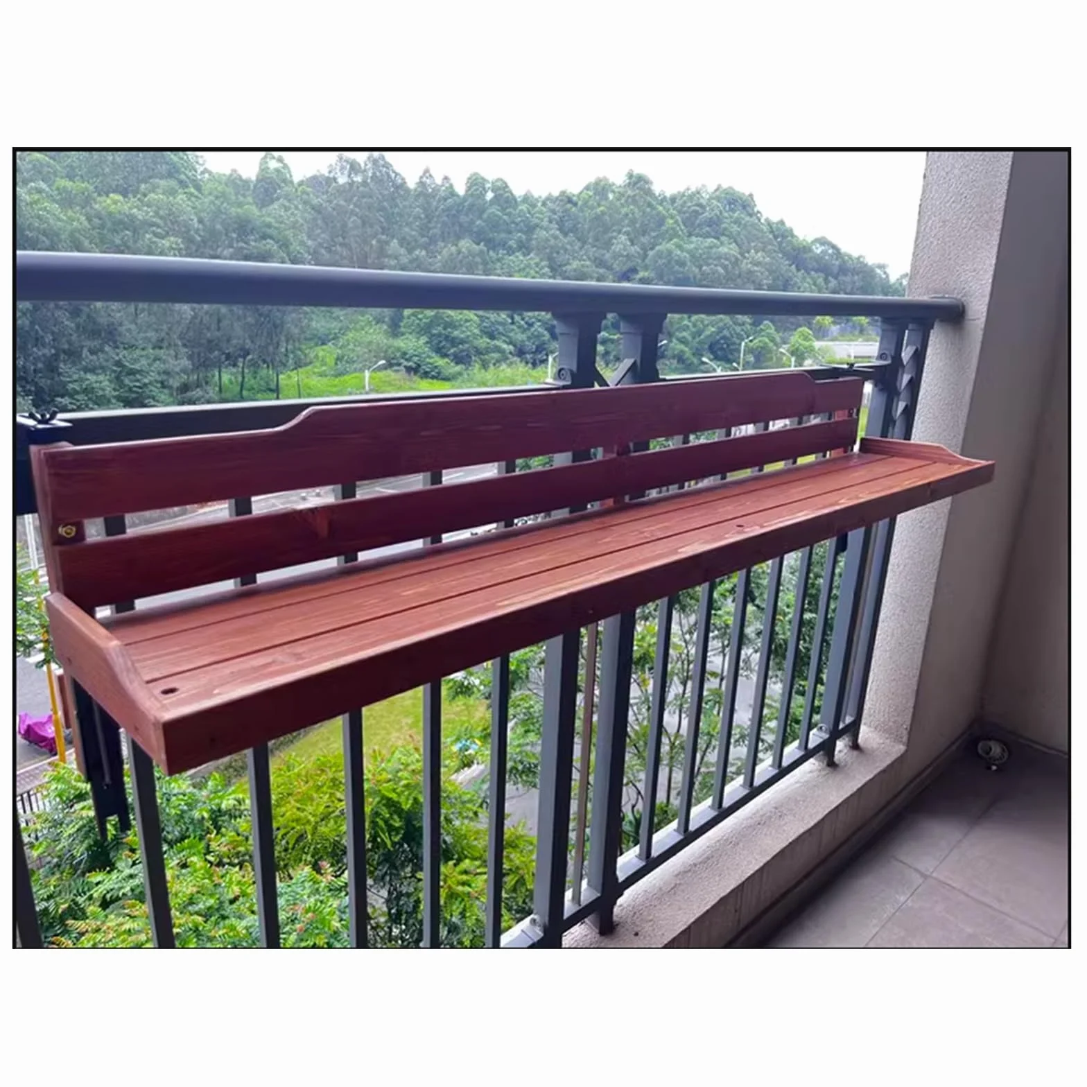 Table de Bar de Balcon pour Balustrade Pliable Résistante aux Intempéries 120x20cm