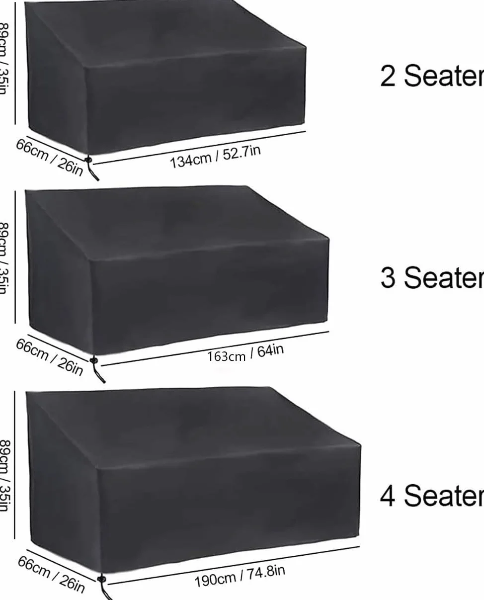 Housse de banc de terrasse 2 places imperméable coupe-vent indéchirable tissu Oxford 210D anti-UV Noir 134,6 x 66 x 88,9 cm