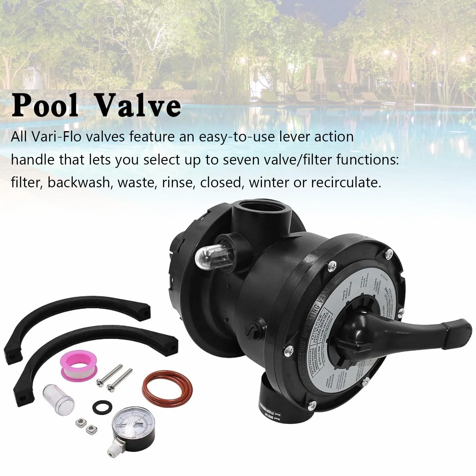 Pentair Vari-Flo Control Multiport Valve 1-1/2" FIP Top Mount