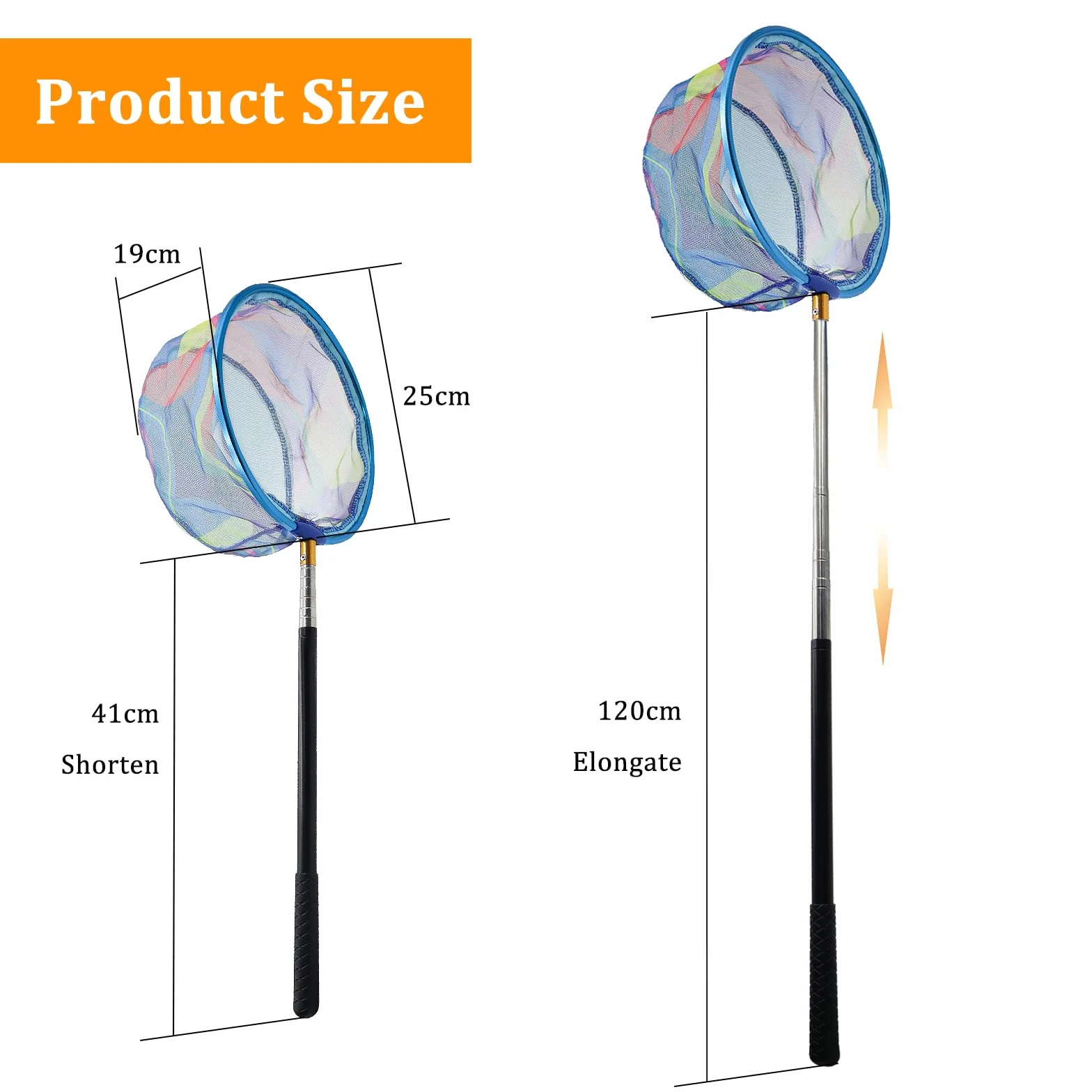 Epuisette Enfant Filet Papillon 66-150 cm Extensible Manche Télescopique Piscine Peche Capture Poissons Insectes