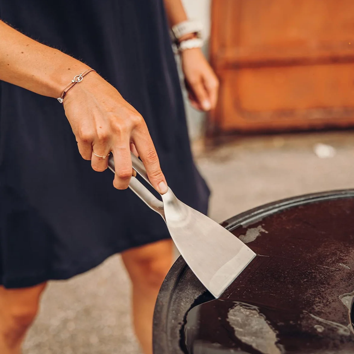 höfats Spatule argentée – Spatule barbecue en acier inoxydable, coupe et mélange
