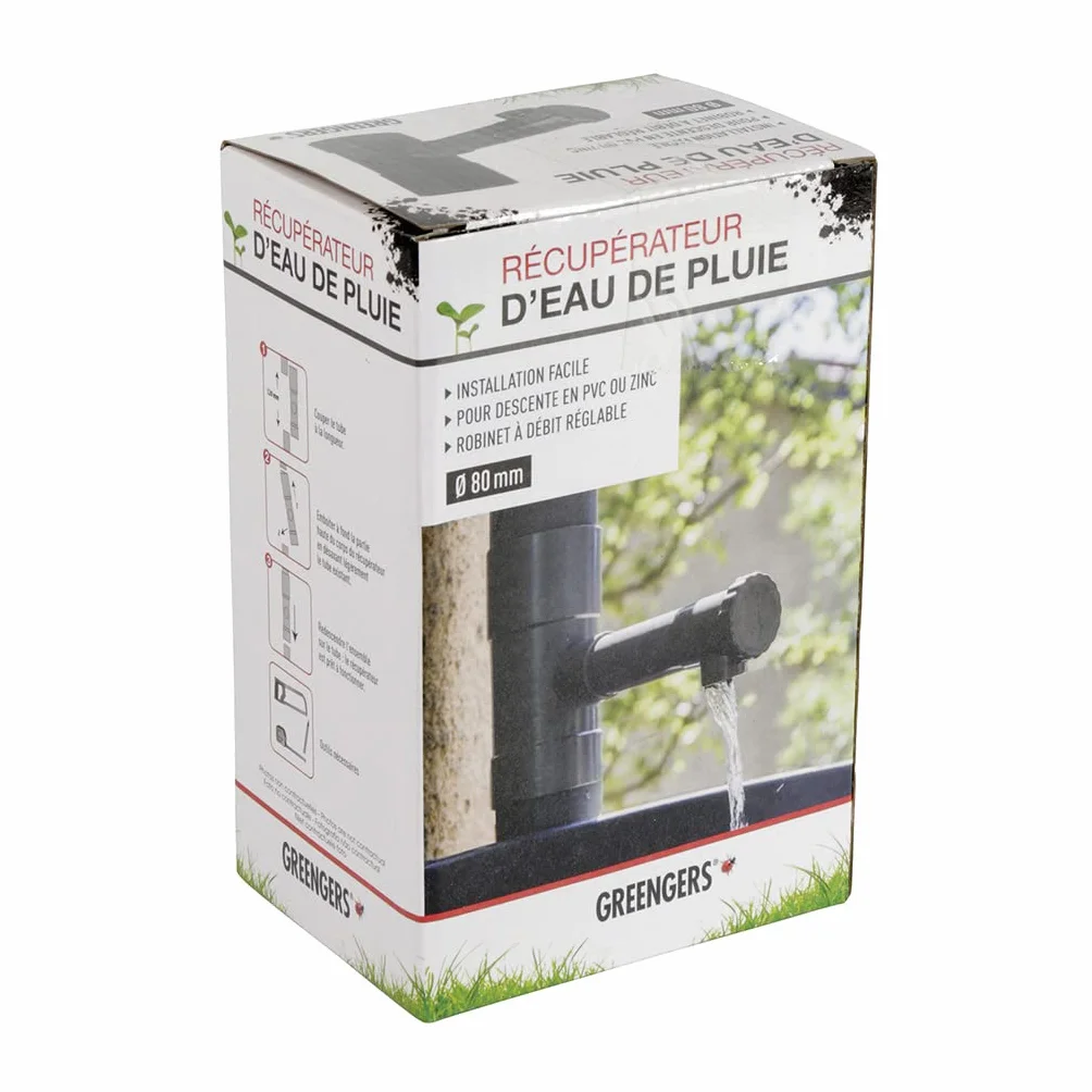Greengeers 95526 Récupérateur d'eau de pluie 80 mm
