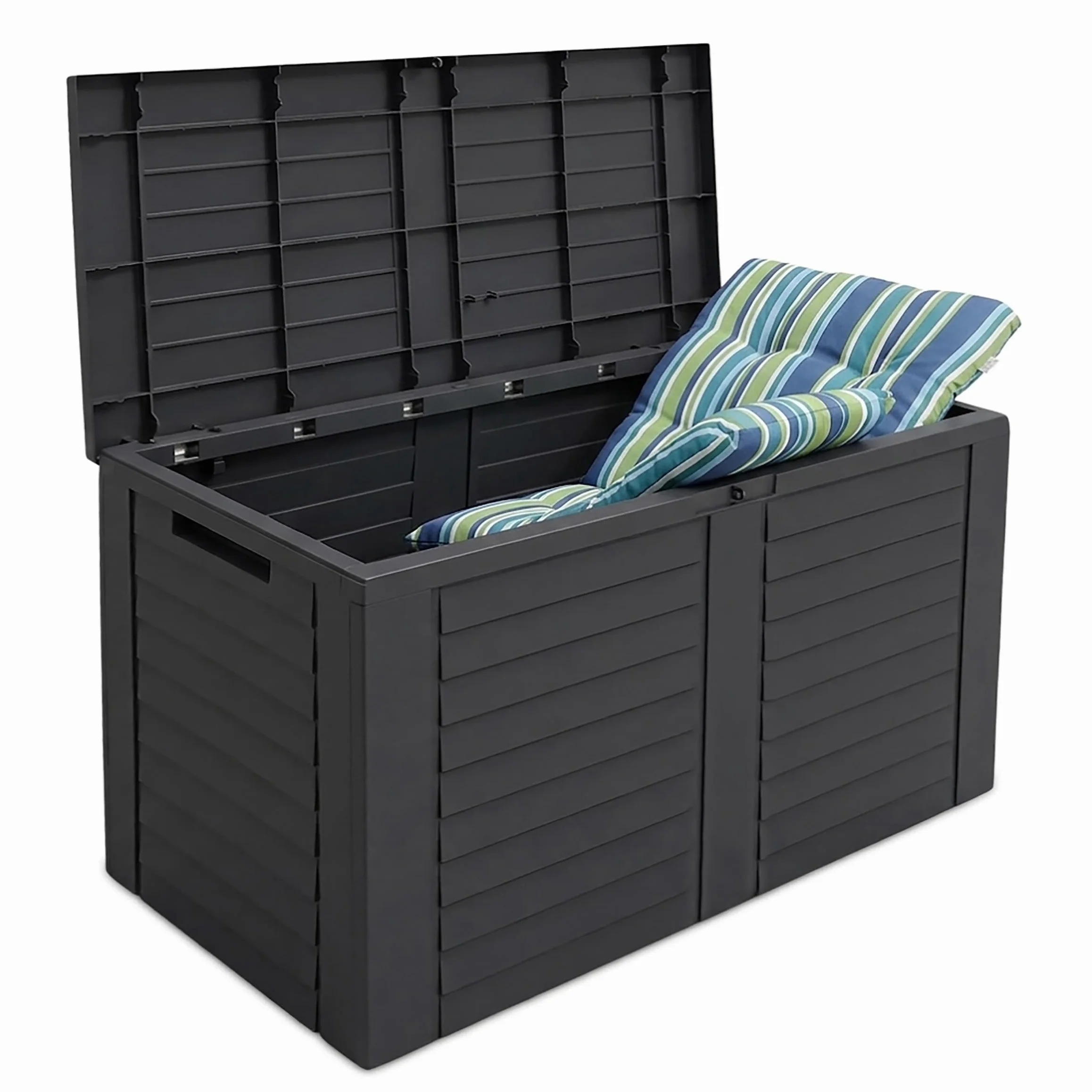 Spetebo Boîte de rangement en plastique anthracite aspect bois 75 x 53 cm 160 l
