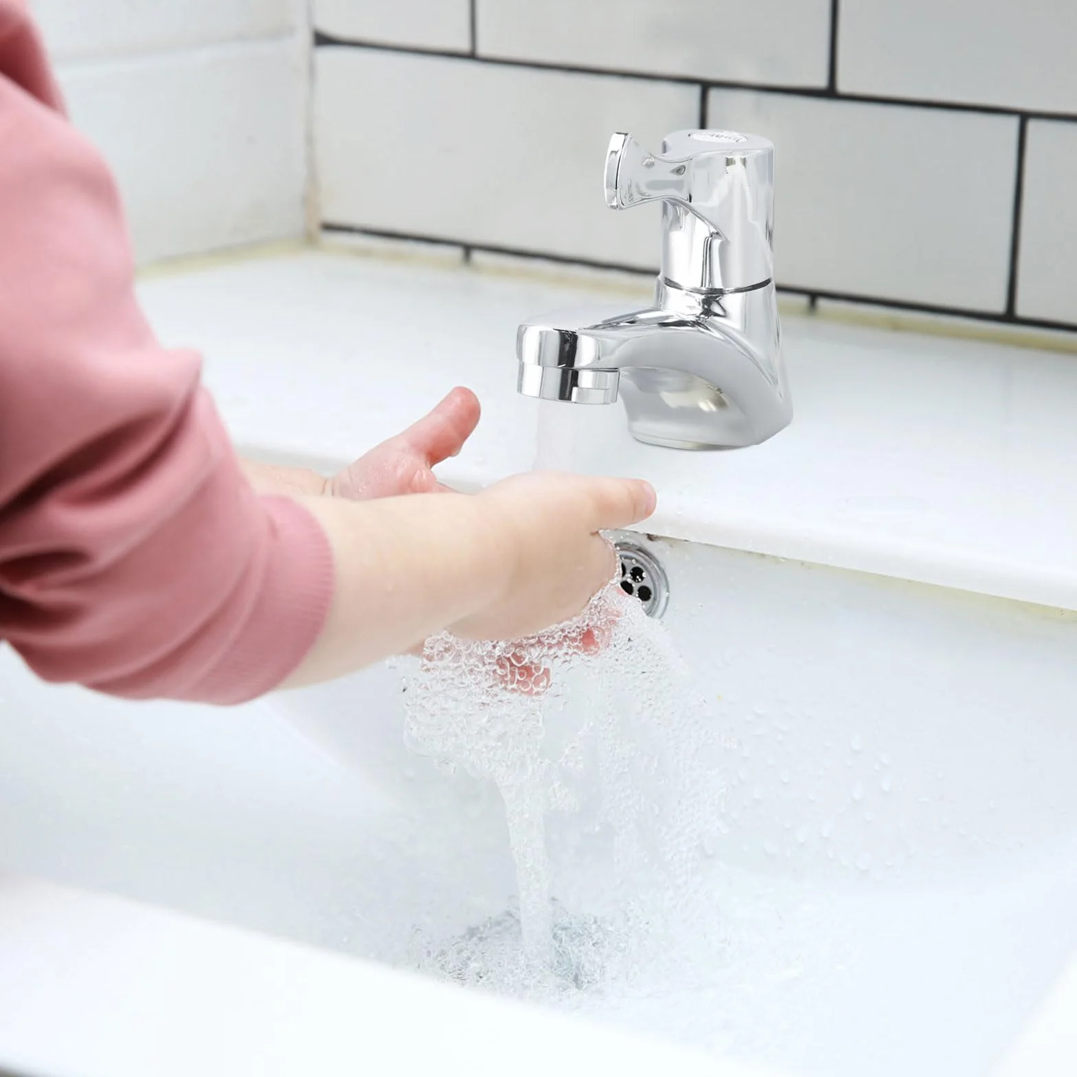 Robinet Eau Froide Simple, Mitigeur Compact Monotrou Lavabo Cuisine Salle de Bain, G1/2, Argent