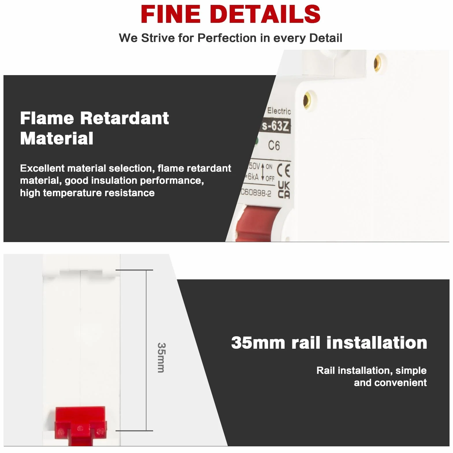 Jadeshay Disjoncteur Miniature 1P Disjoncteur 32A DC 12V-250V Mini Disjoncteur DC Photovoltaique de Protection Contre les Surcharges pour Système PV Solaire